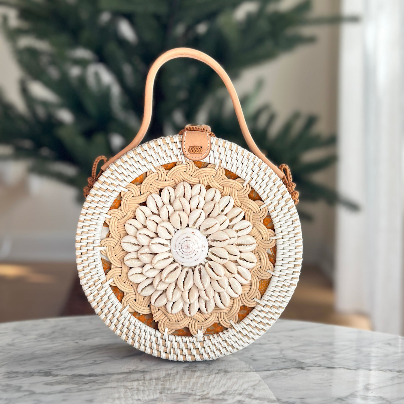Bali Seashell Rattan Crossbody Bag - Camilla