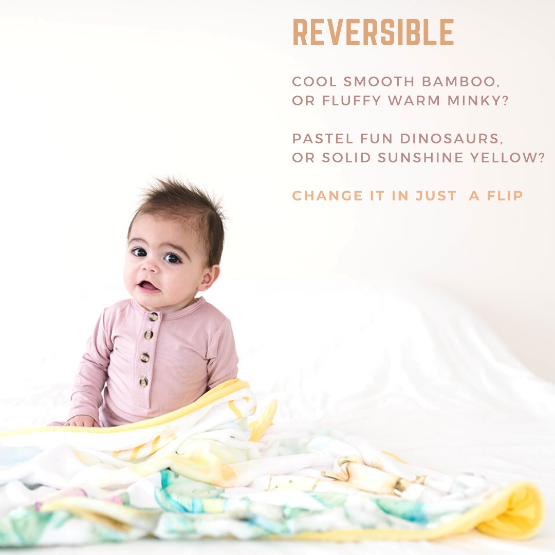 Bamboo Viscose Minky Dinosaur Blanket - Double Layers - You Are My Sunshine
