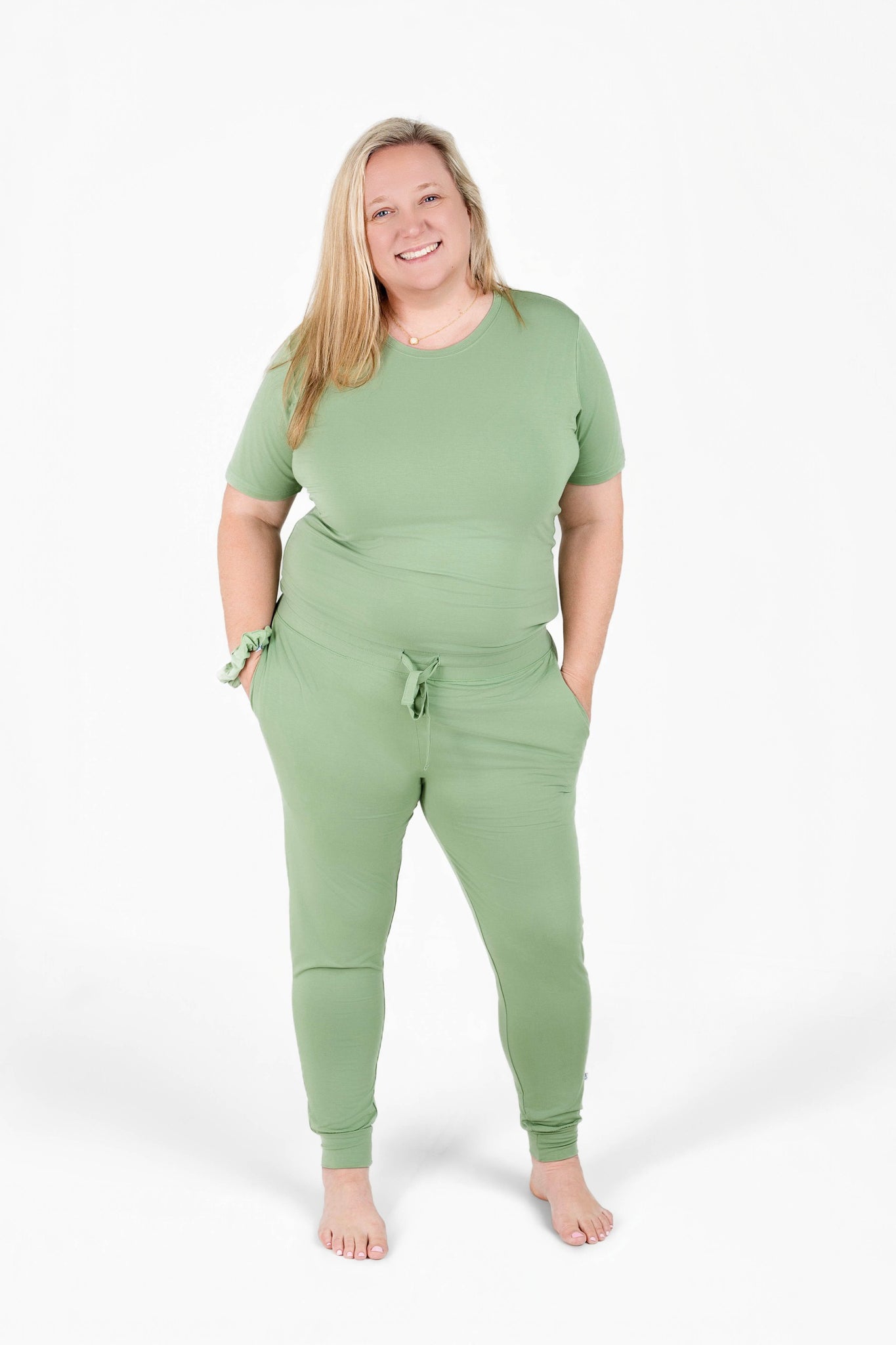 slim fit dress slacks Women's Sage Green Pants by StudioSuits main image 0