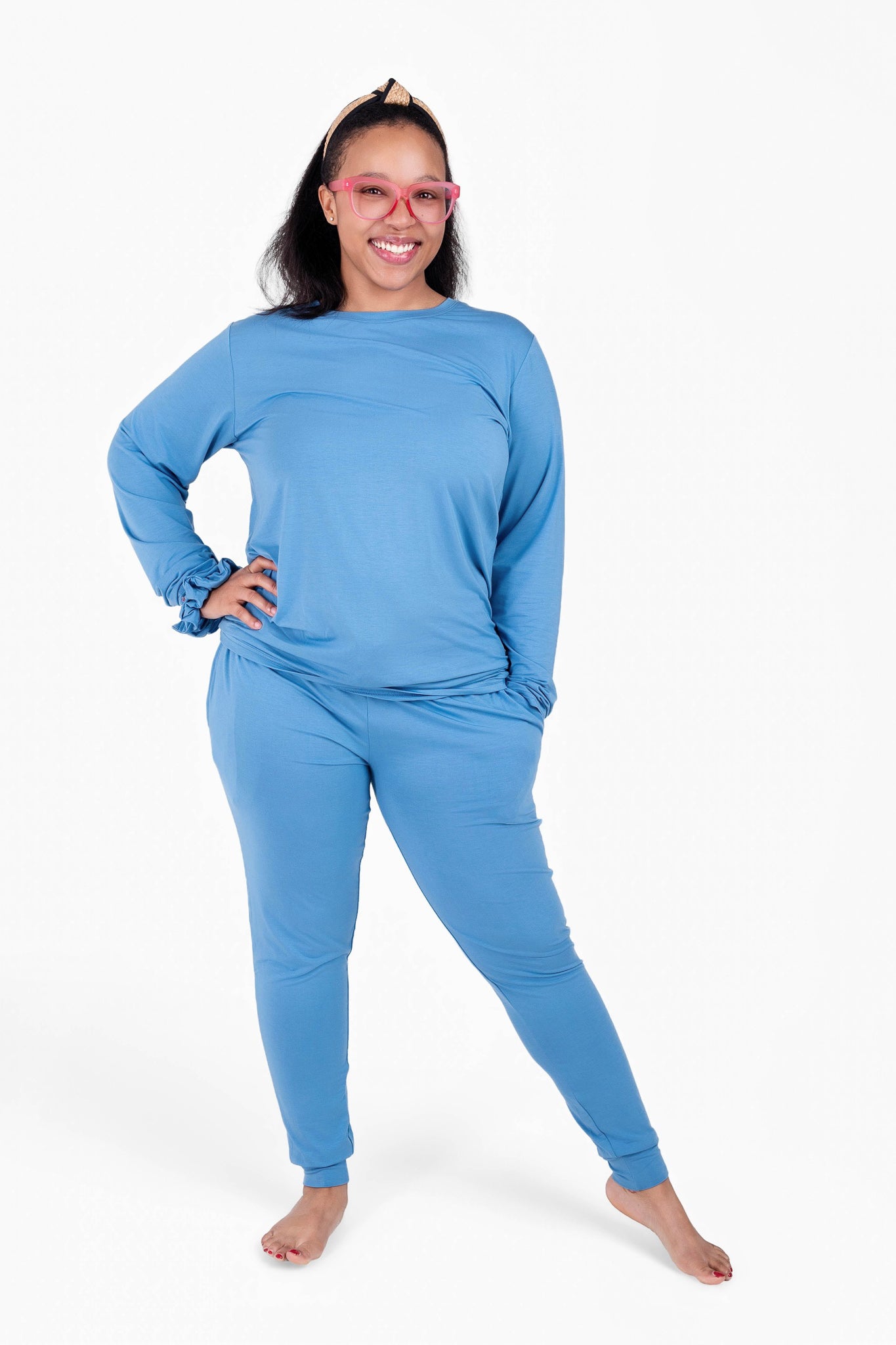 Steel Blue | Adult Bamboo Long Sleeve Top