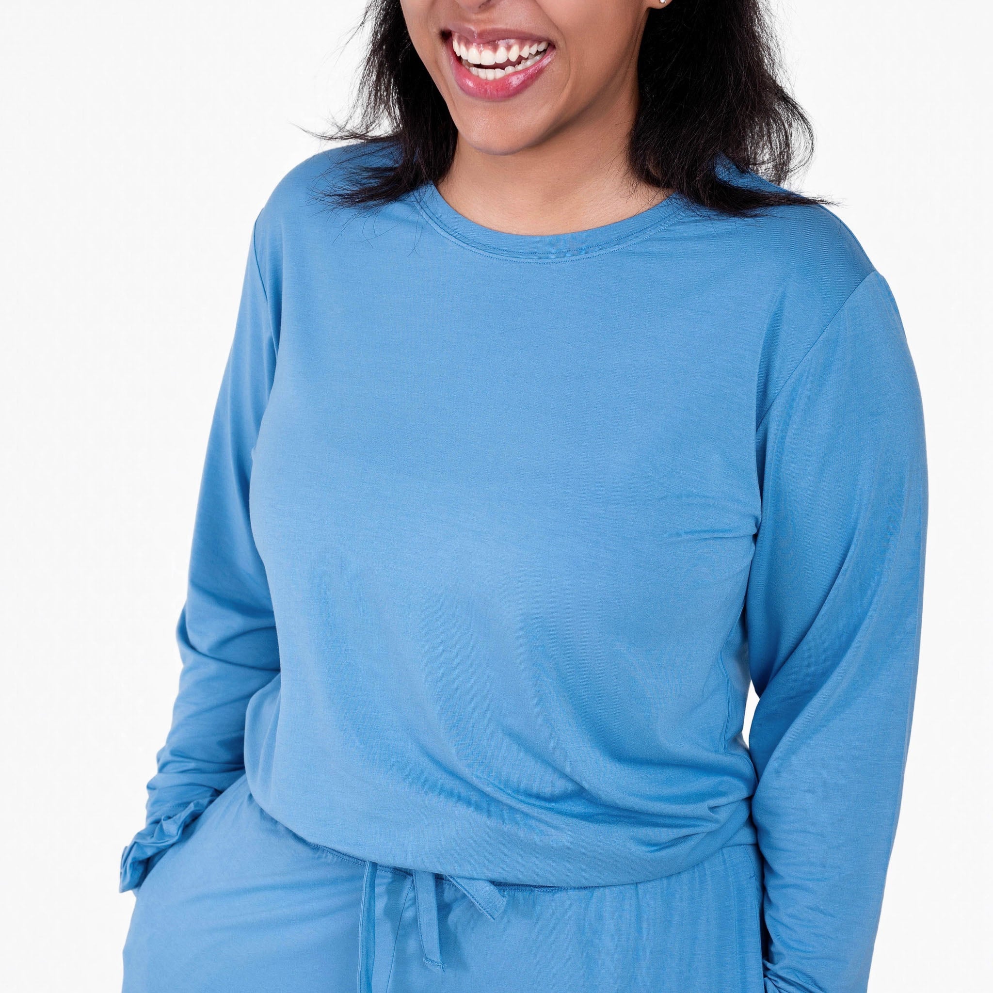Steel Blue | Adult Bamboo Long Sleeve Top
