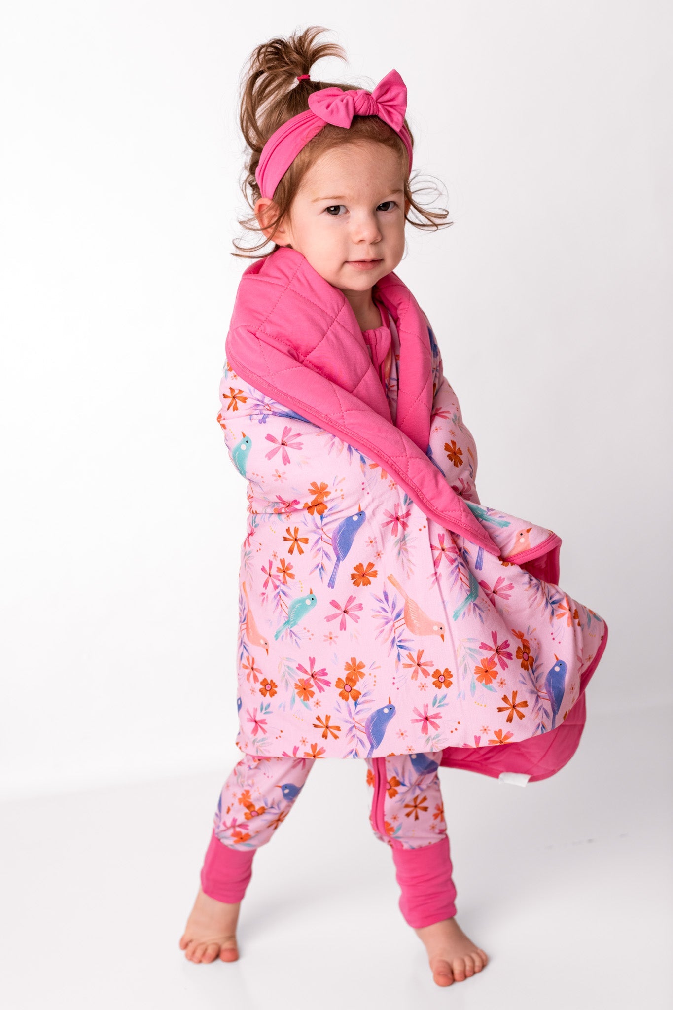 Blooming Birds | Mini Quilted Bamboo Baby Blanket