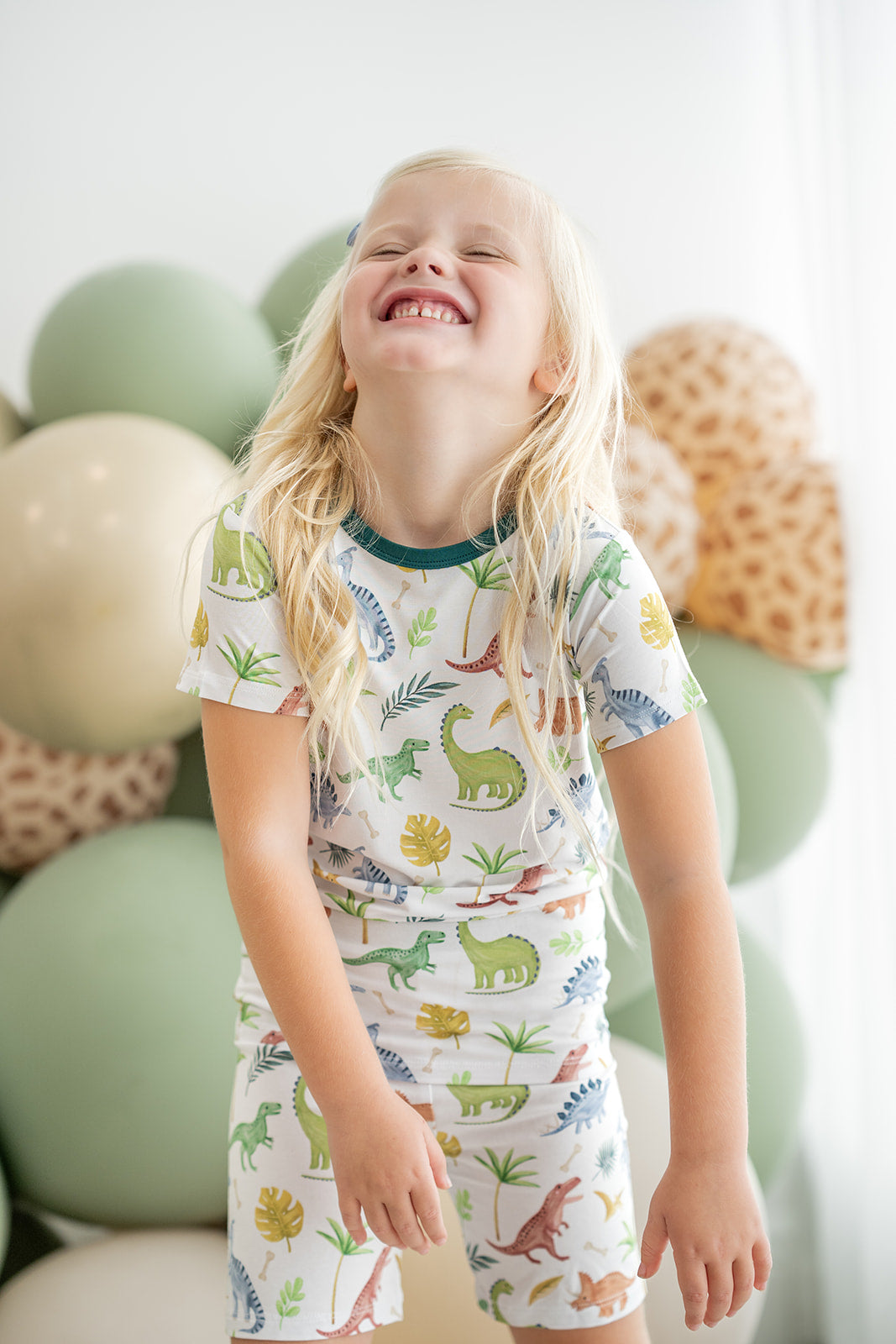 Dinosaur Land | Two-piece Bamboo Short Sleeve Toddler & Kids Apparel Set