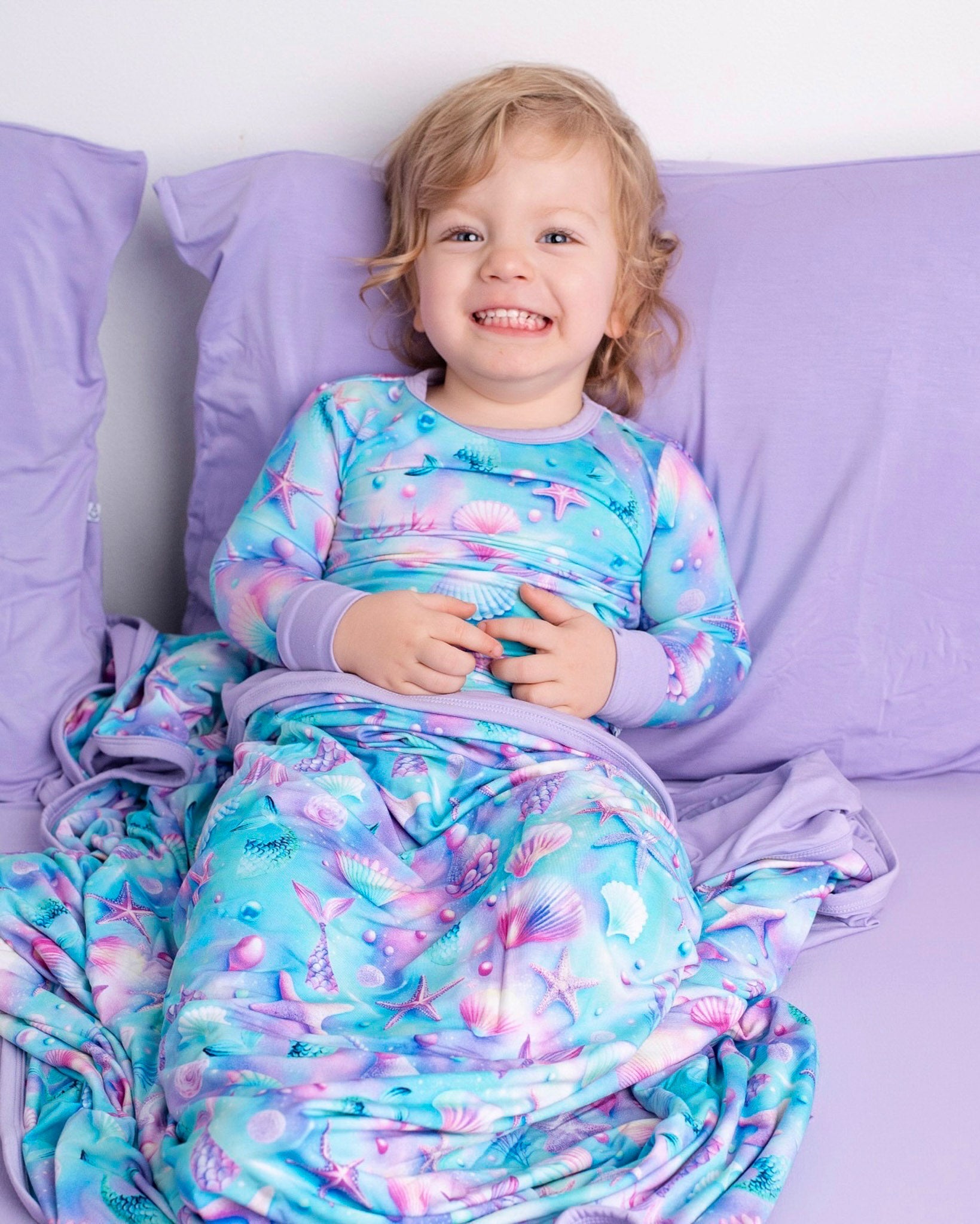 Magical Mermaid Shells | Two-piece Bamboo Long Sleeve Toddler & Kids Pajamas