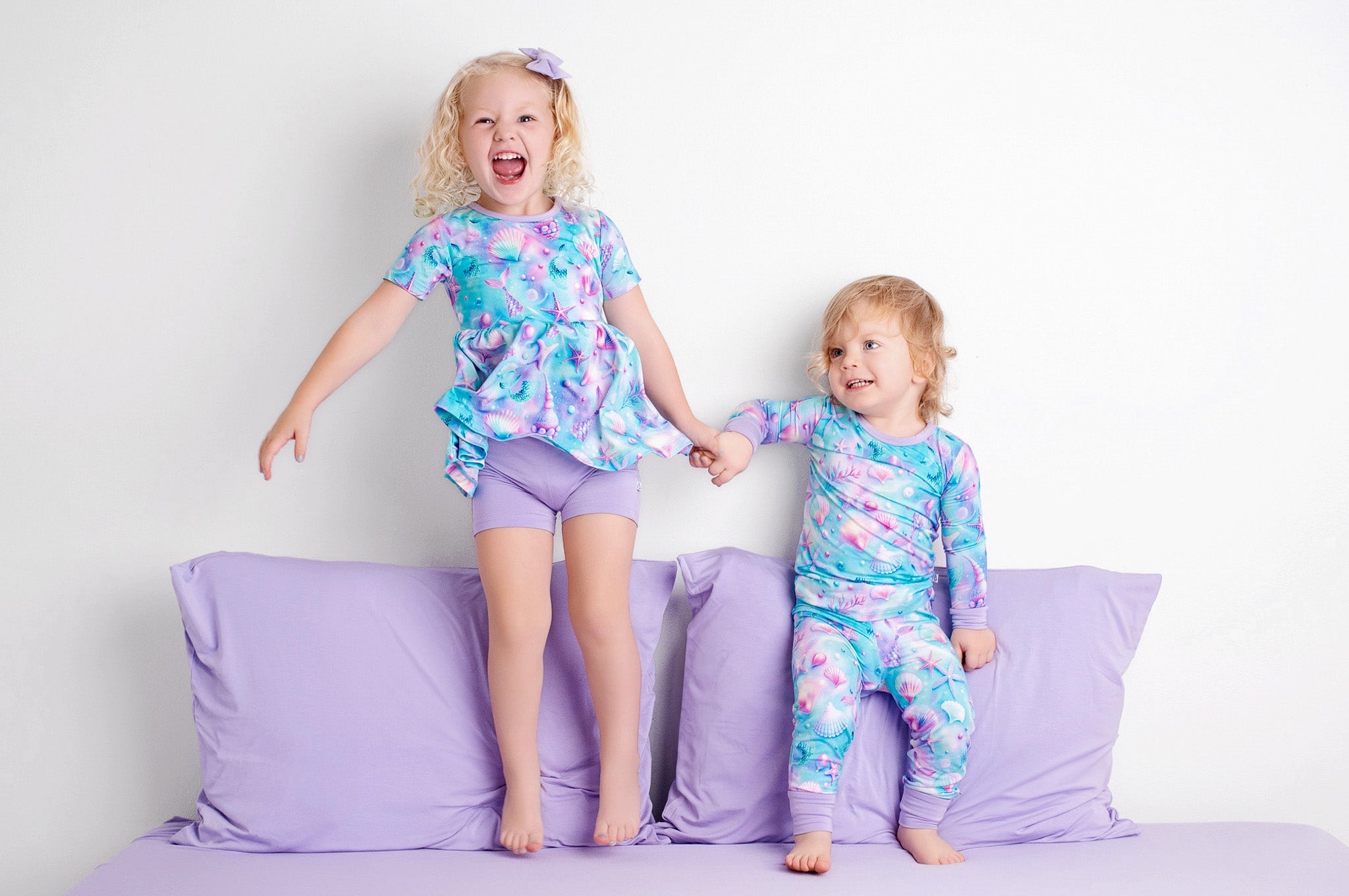 Magical Mermaid Shells | Bamboo Toddler & Girls Peplum Top & Shorts Set
