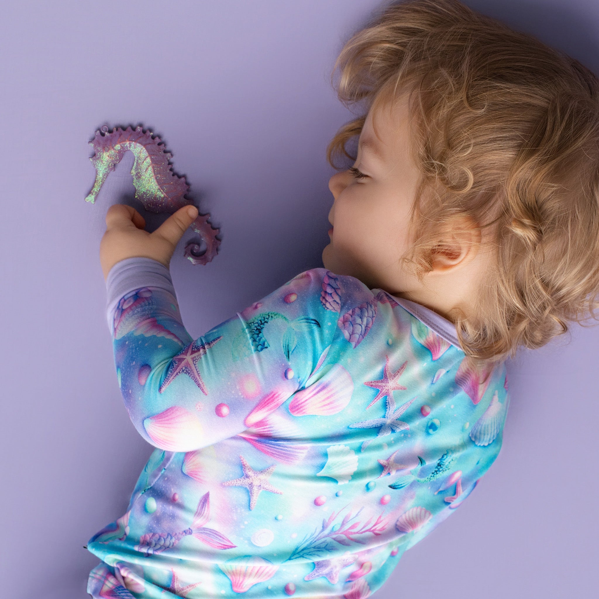 Magical Mermaid Shells | Two-piece Bamboo Long Sleeve Toddler & Kids Pajamas