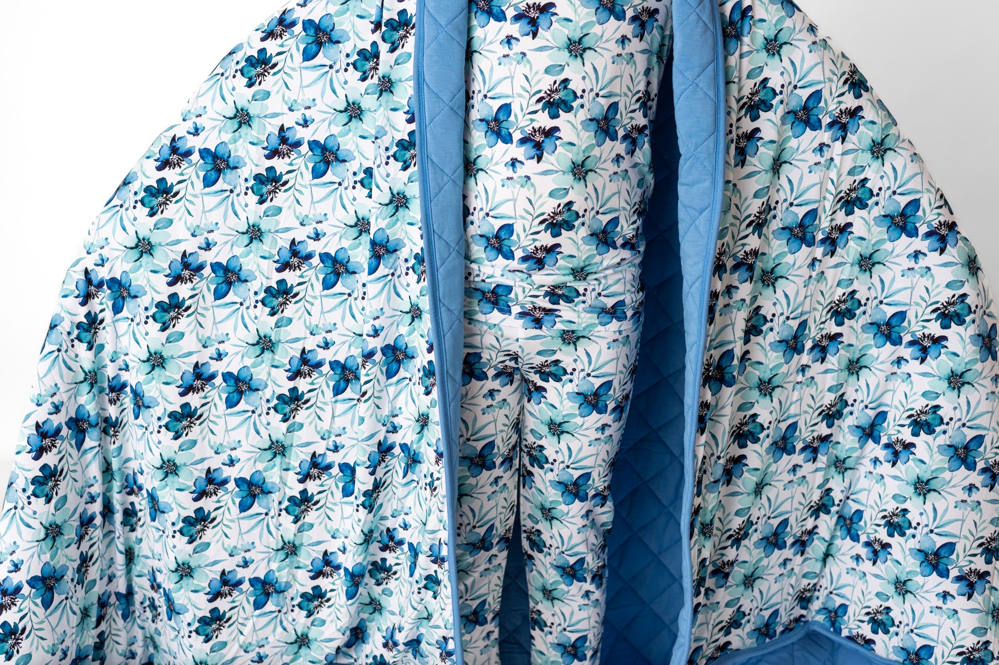 Azure Petals | Quilted Bamboo Adult Blanket