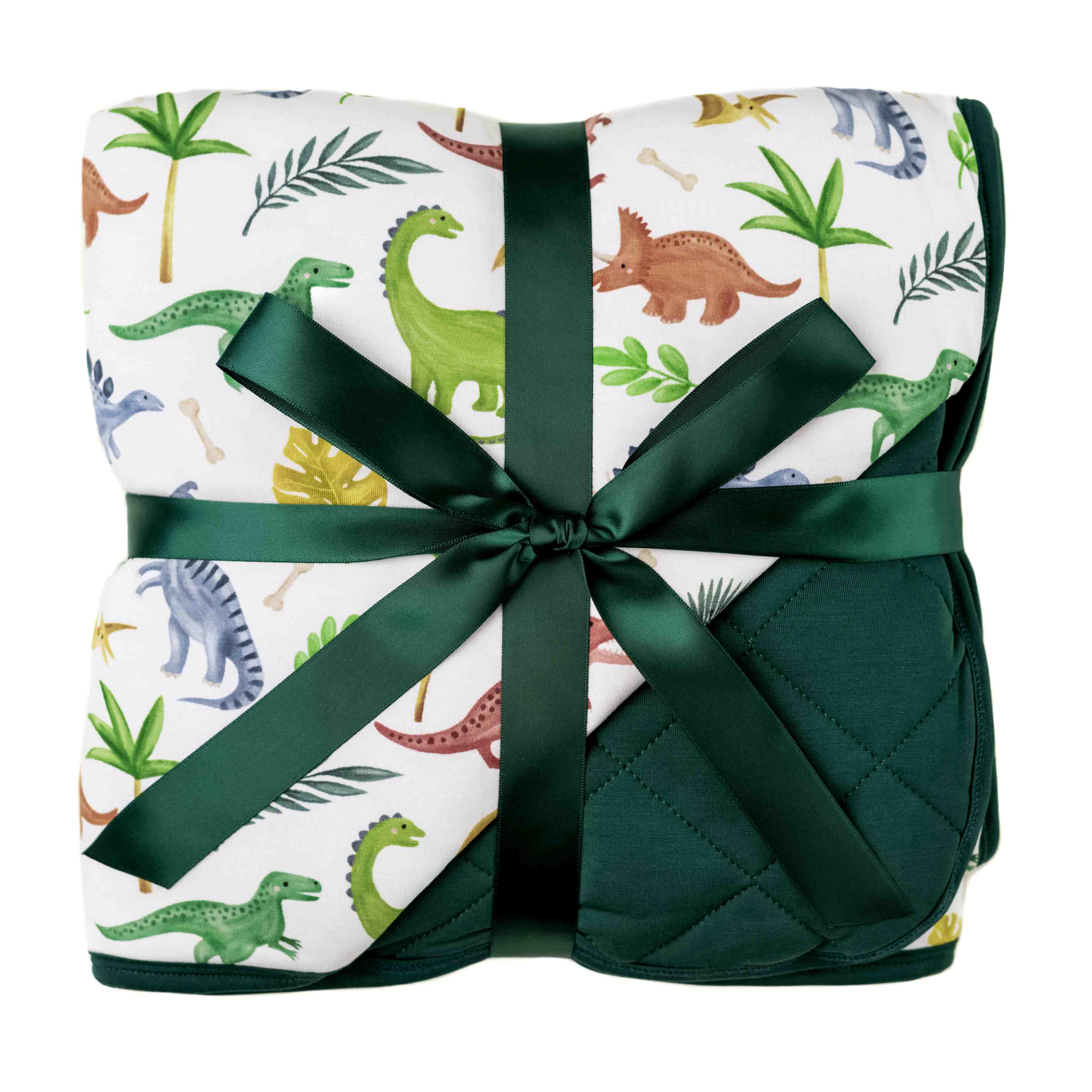 Dinosaur Land | Mini Quilted Bamboo Baby Blanket
