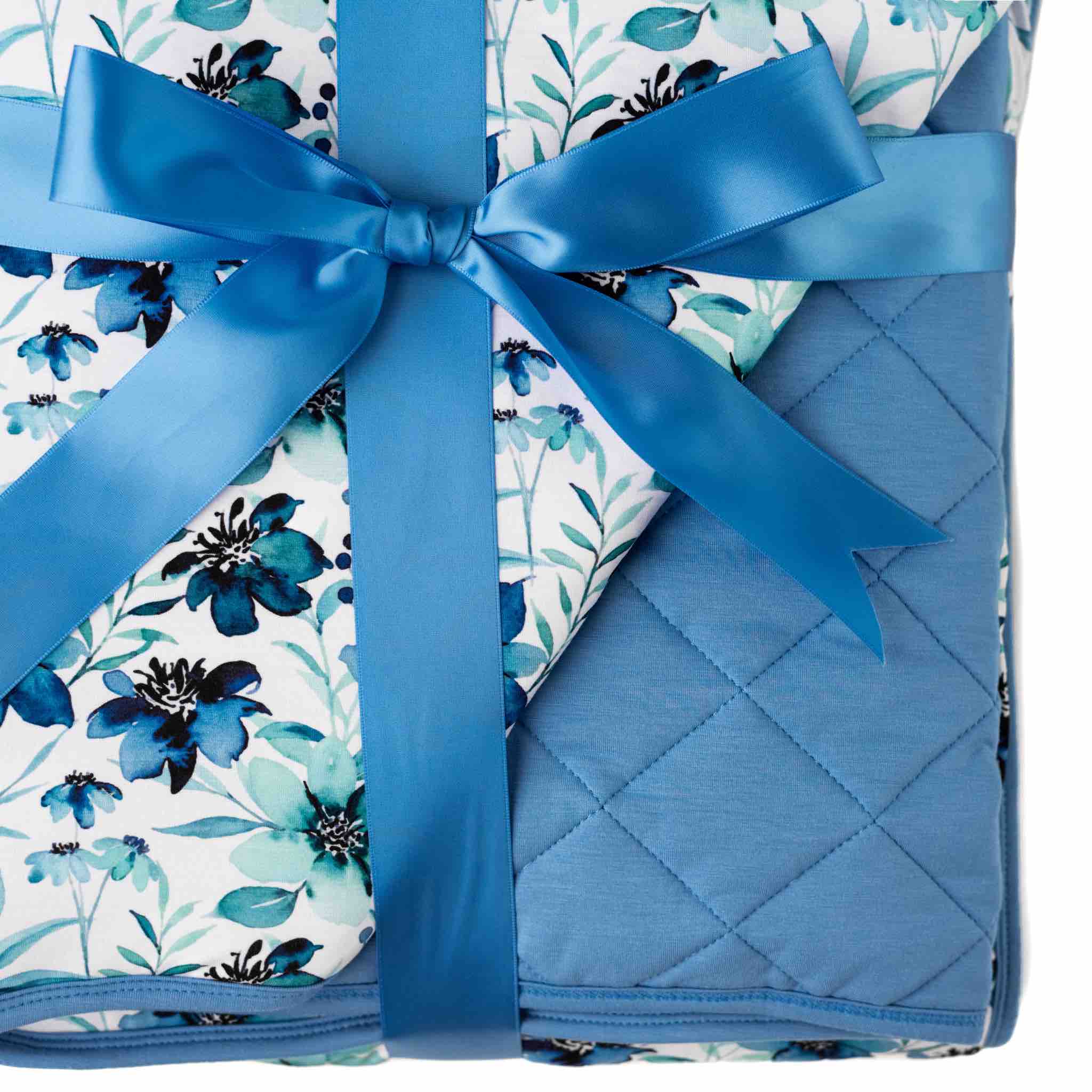 Azure Petals | Quilted Bamboo Toddler Blanket