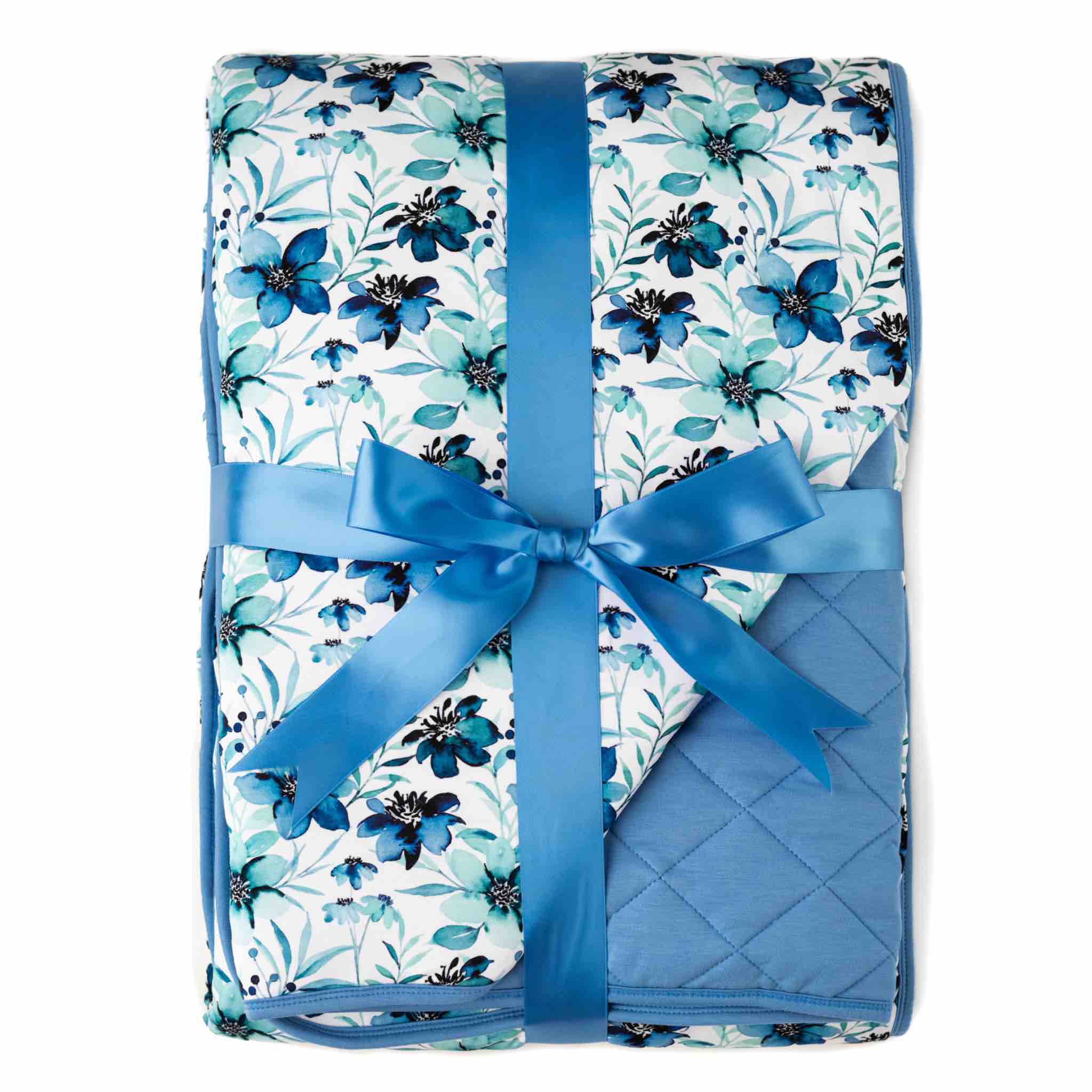 Azure Petals | Quilted Bamboo Toddler Blanket