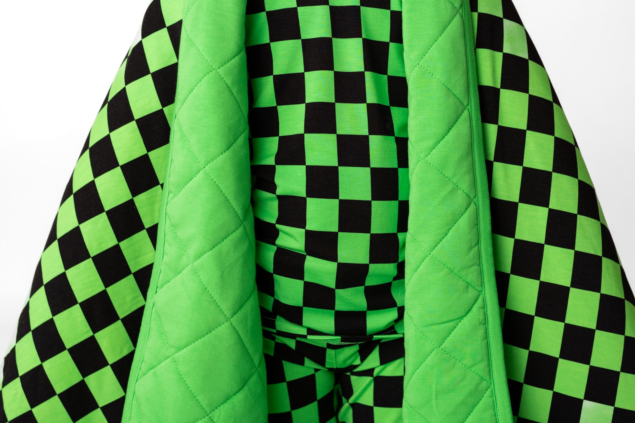Green Checkers | Quilted Bamboo Adult Blanket