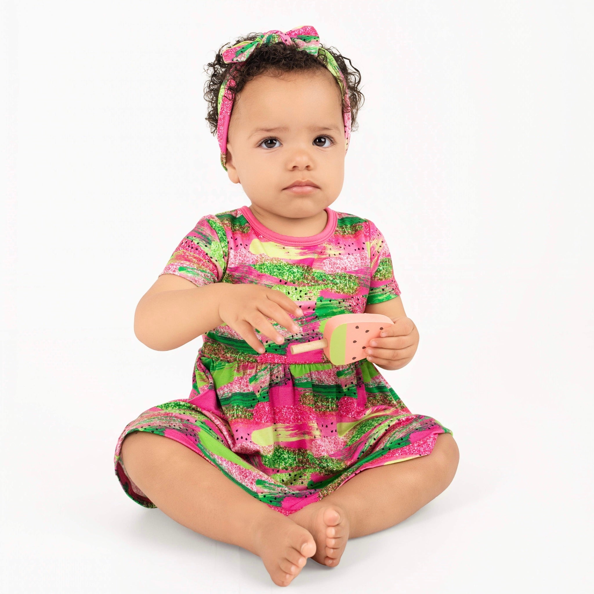 Watermelon Glitter | Baby & Toddler Bamboo Bodysuit Dress