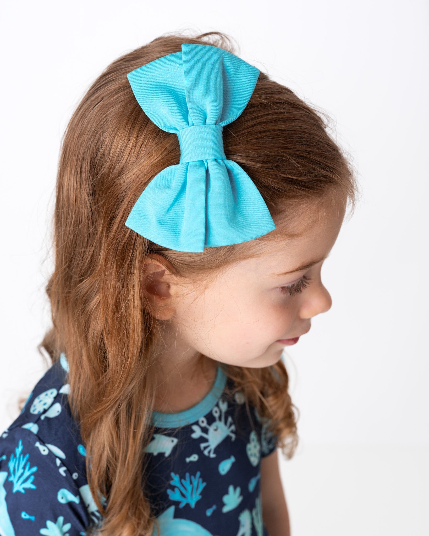 Ocean Blue | Bamboo Big Clip On Bow
