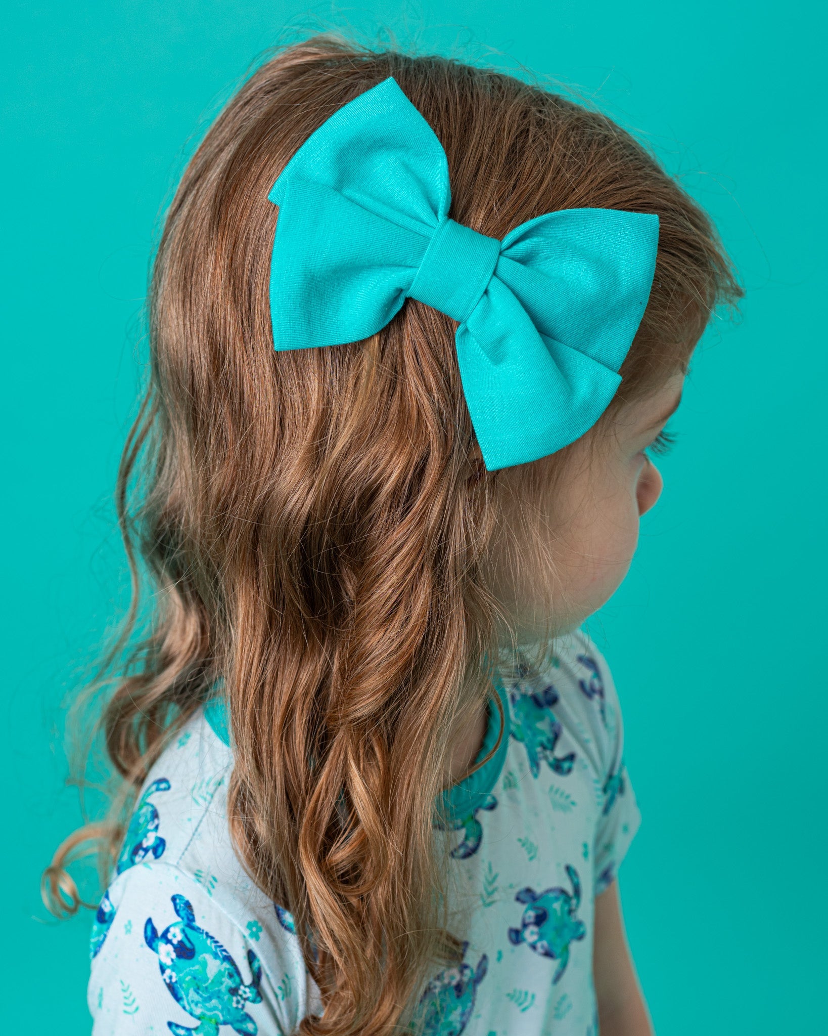 Turquoise | Bamboo Big Clip On Bow