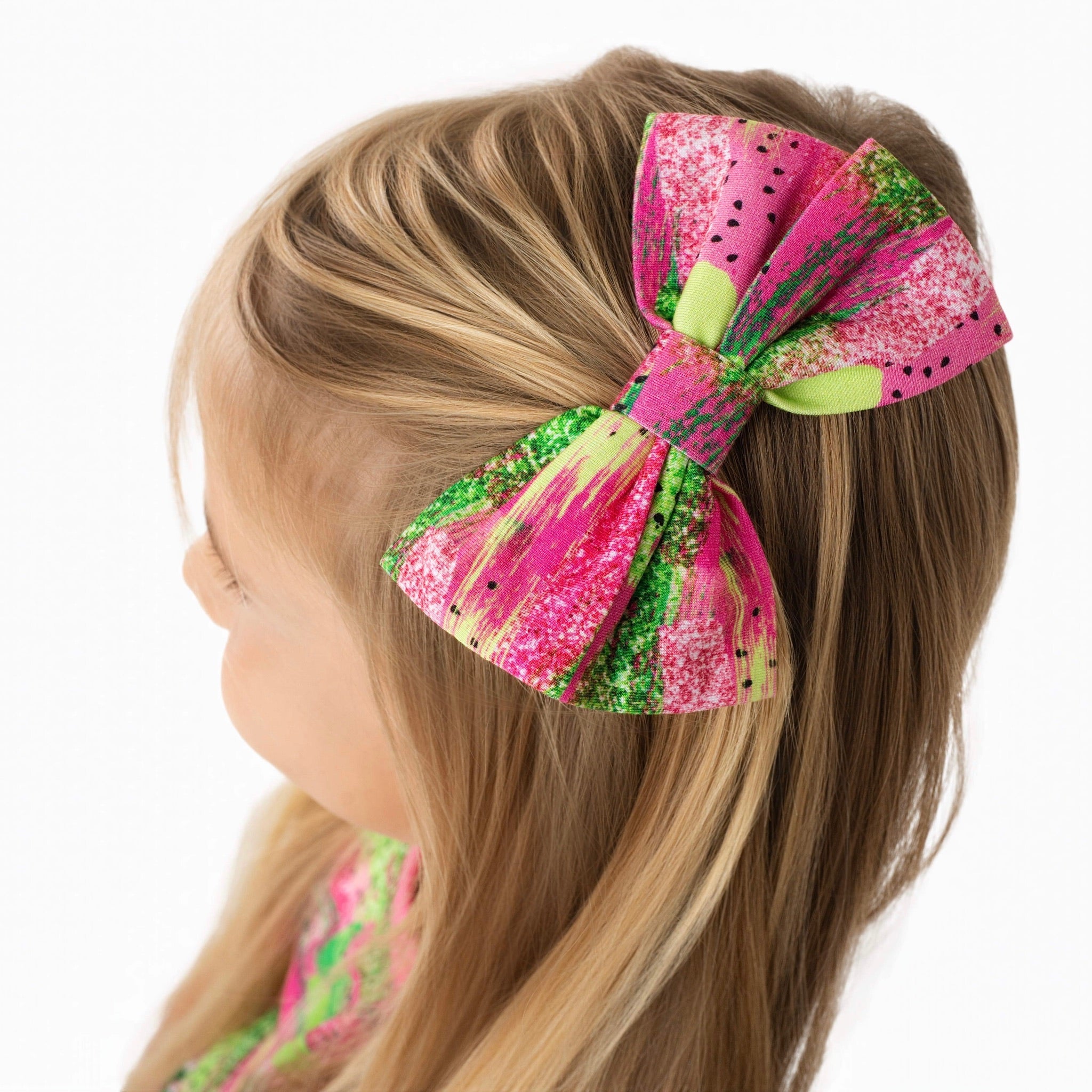 Watermelon Glitter | Bamboo Big Clip On Bow