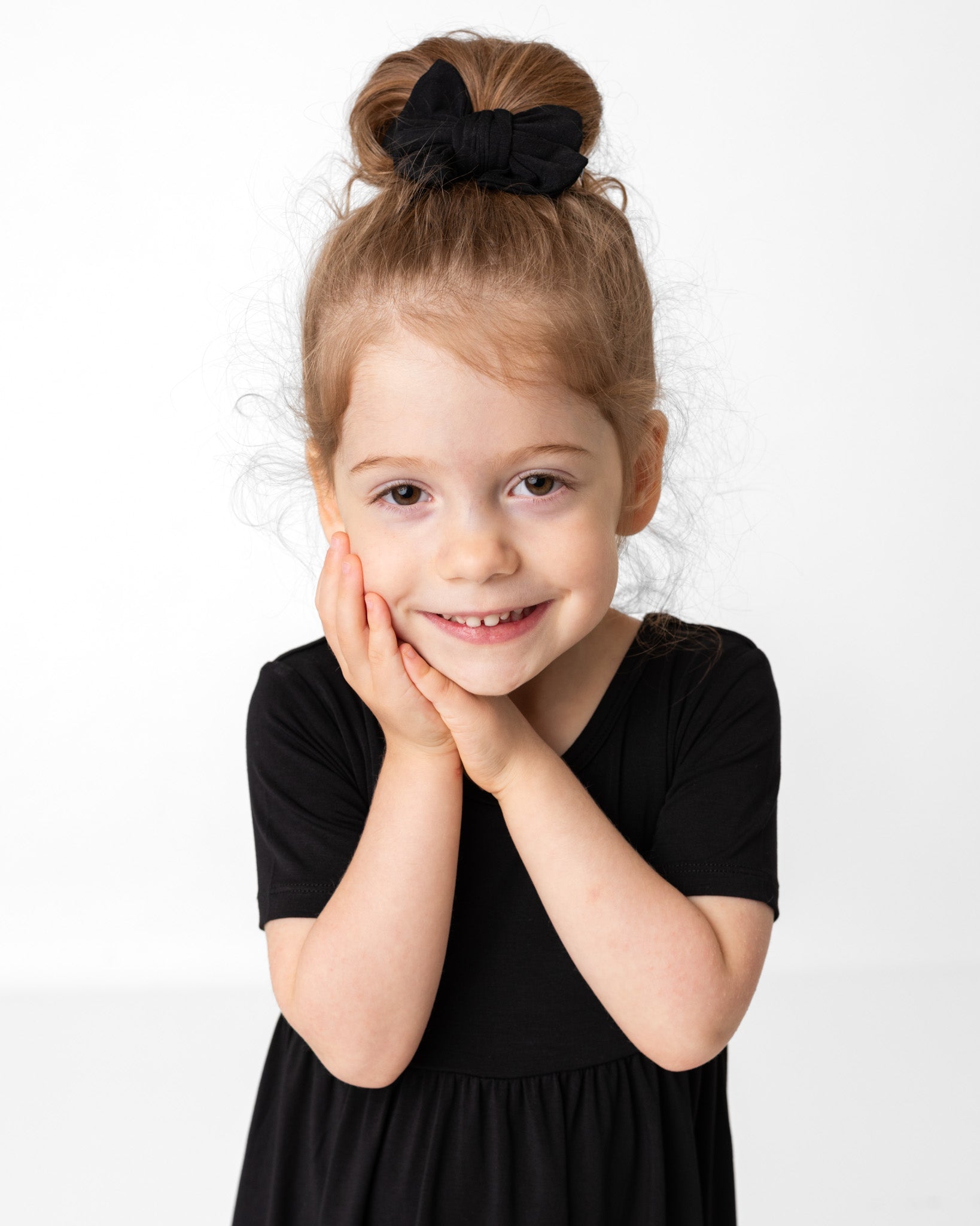 Black | Toddler Bamboo Clip On Bow *new Style*