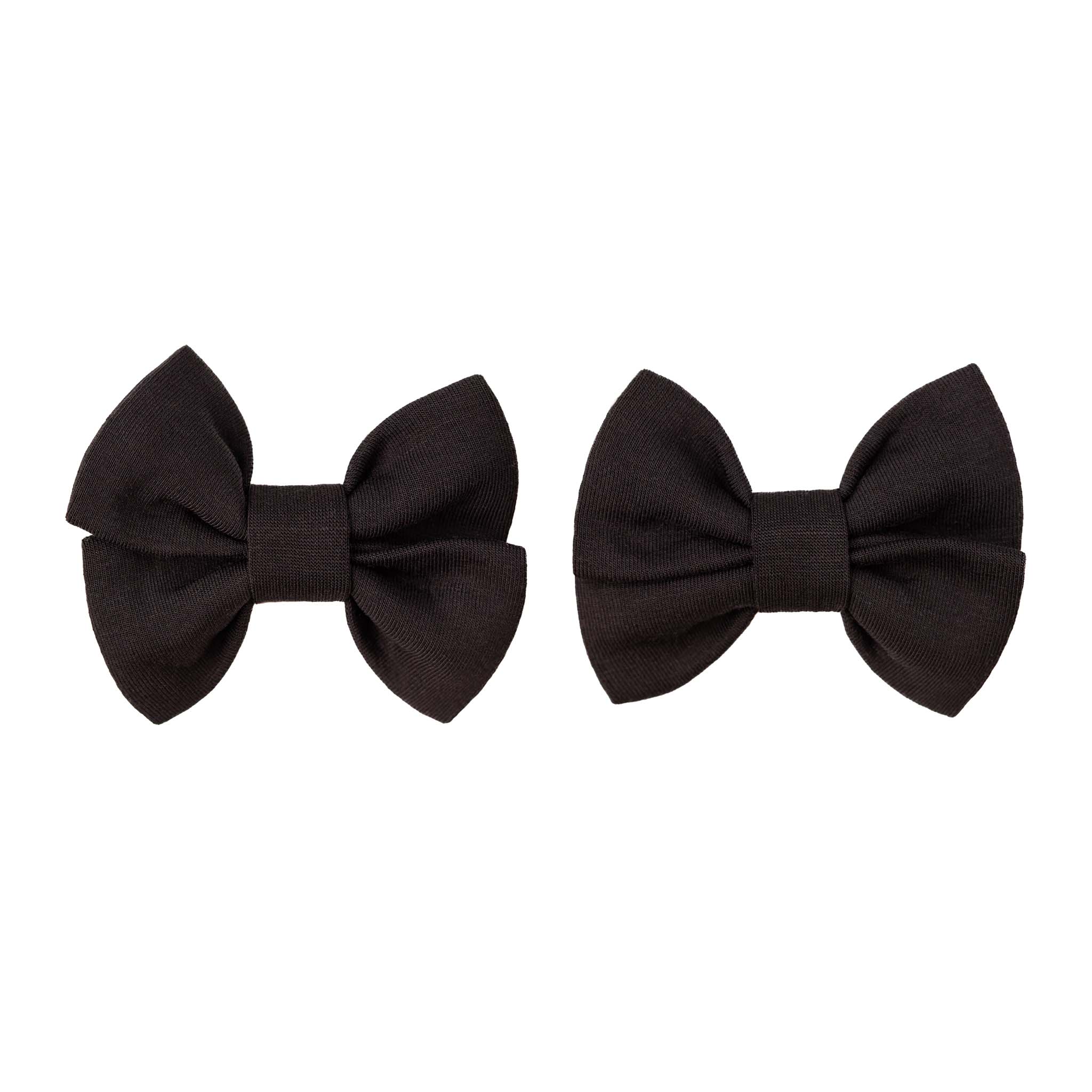 Black | Bamboo Pigtail Clip On Bow Set