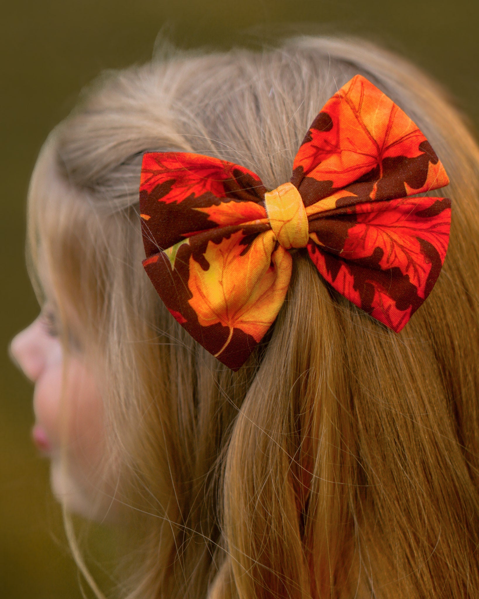 Autumn Leaves | Bamboo Big Clip On Bow