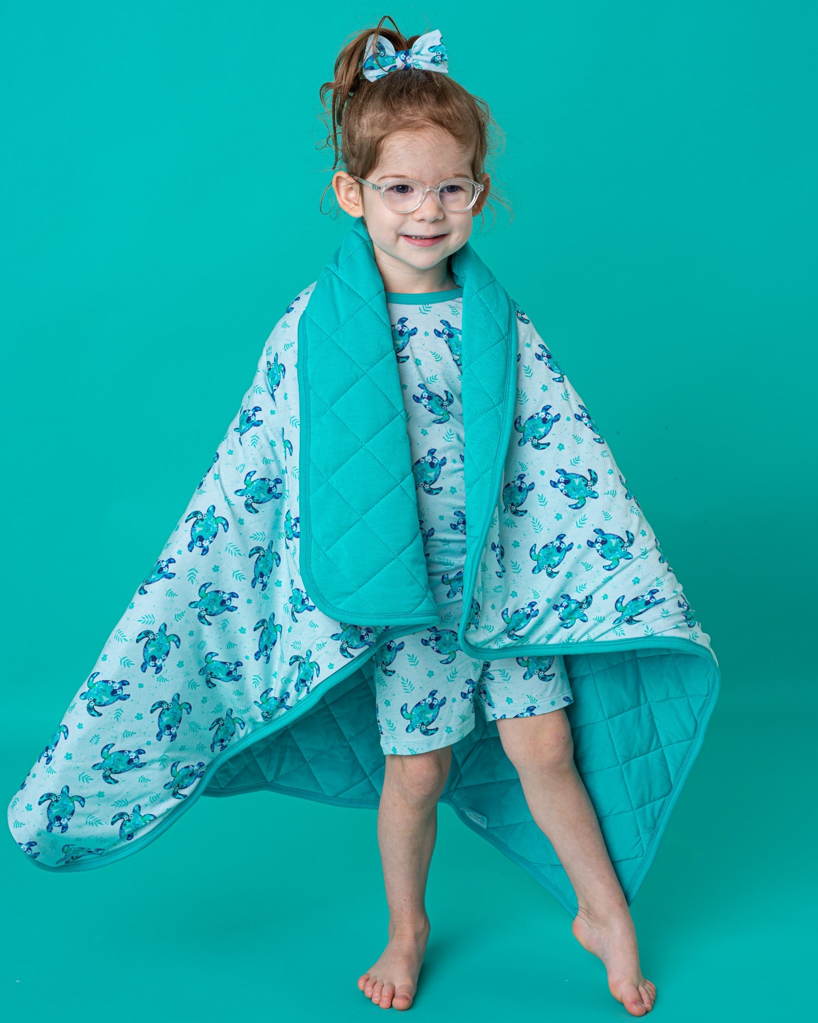 Sea Turtles | Mini Quilted Bamboo Baby Blanket