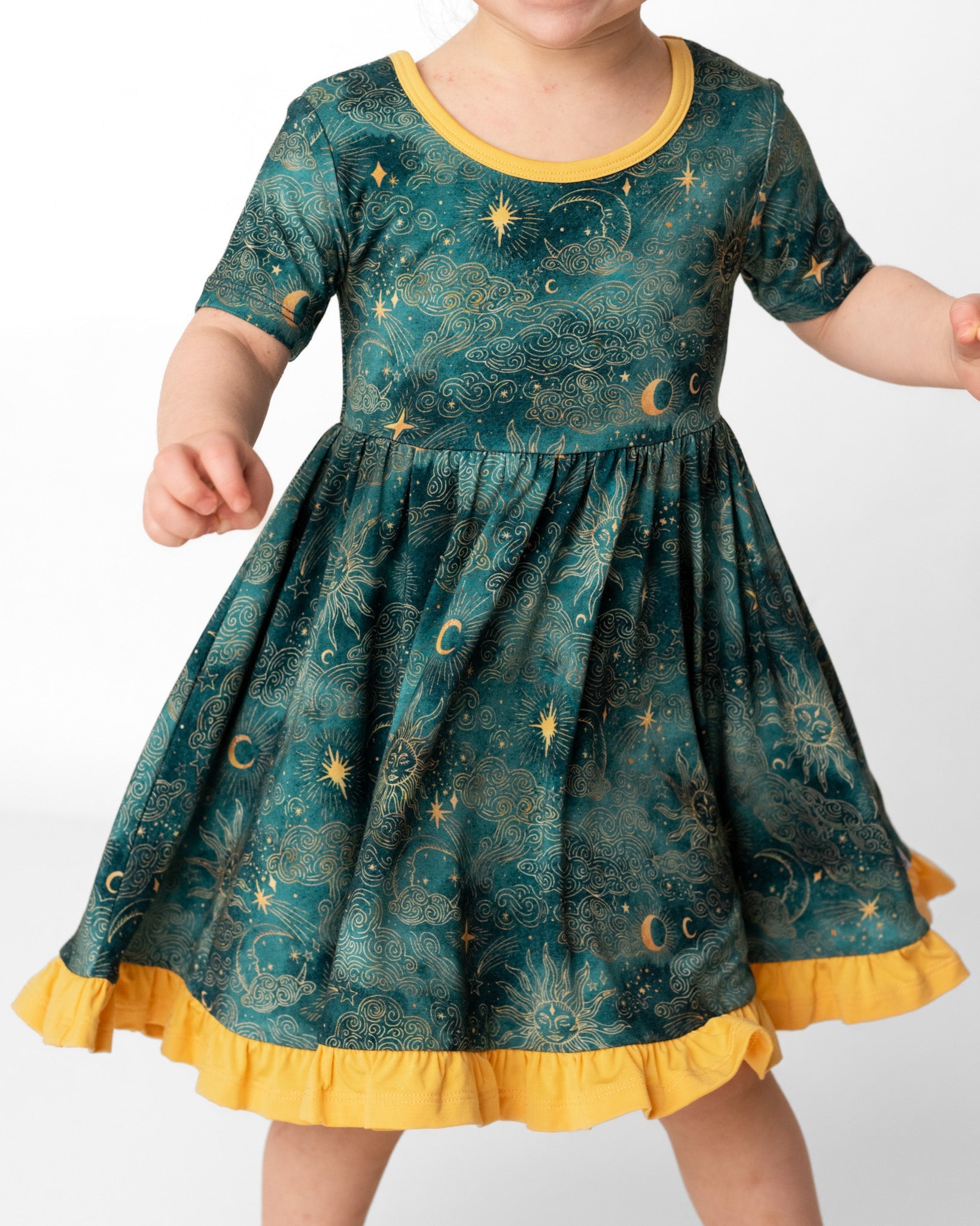 Dreamy Skies | Toddler & Girls Bamboo Ruffle Twirl Dress