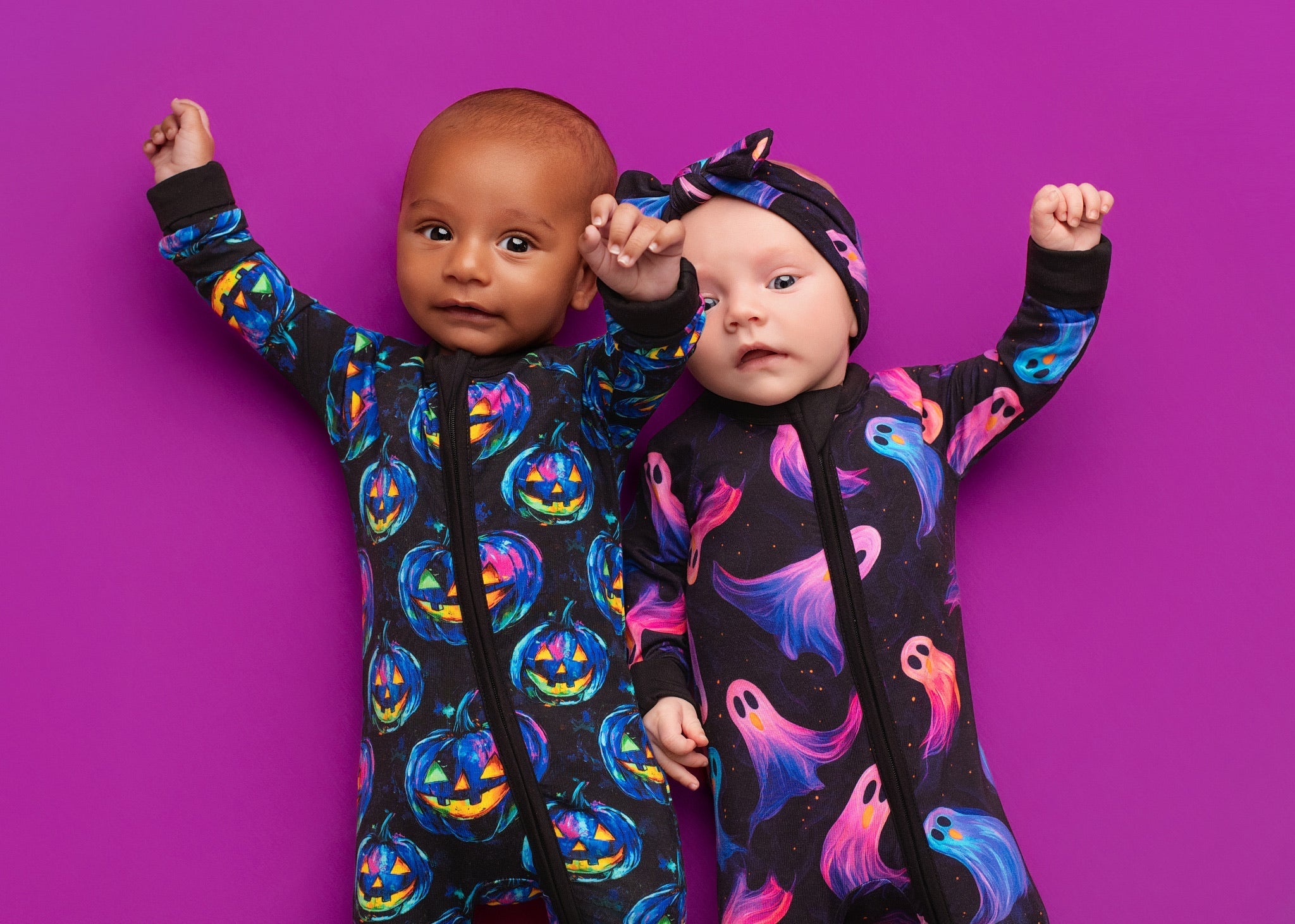 Halloween | Whirling Ghosts | Convertible Bamboo Zipper Baby Pajamas