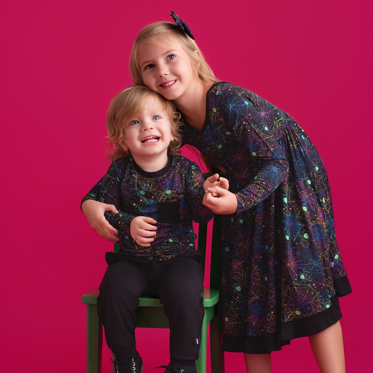 Halloween | Spooky Webs | Toddler & Girls Bamboo Ruffle Twirl Dress