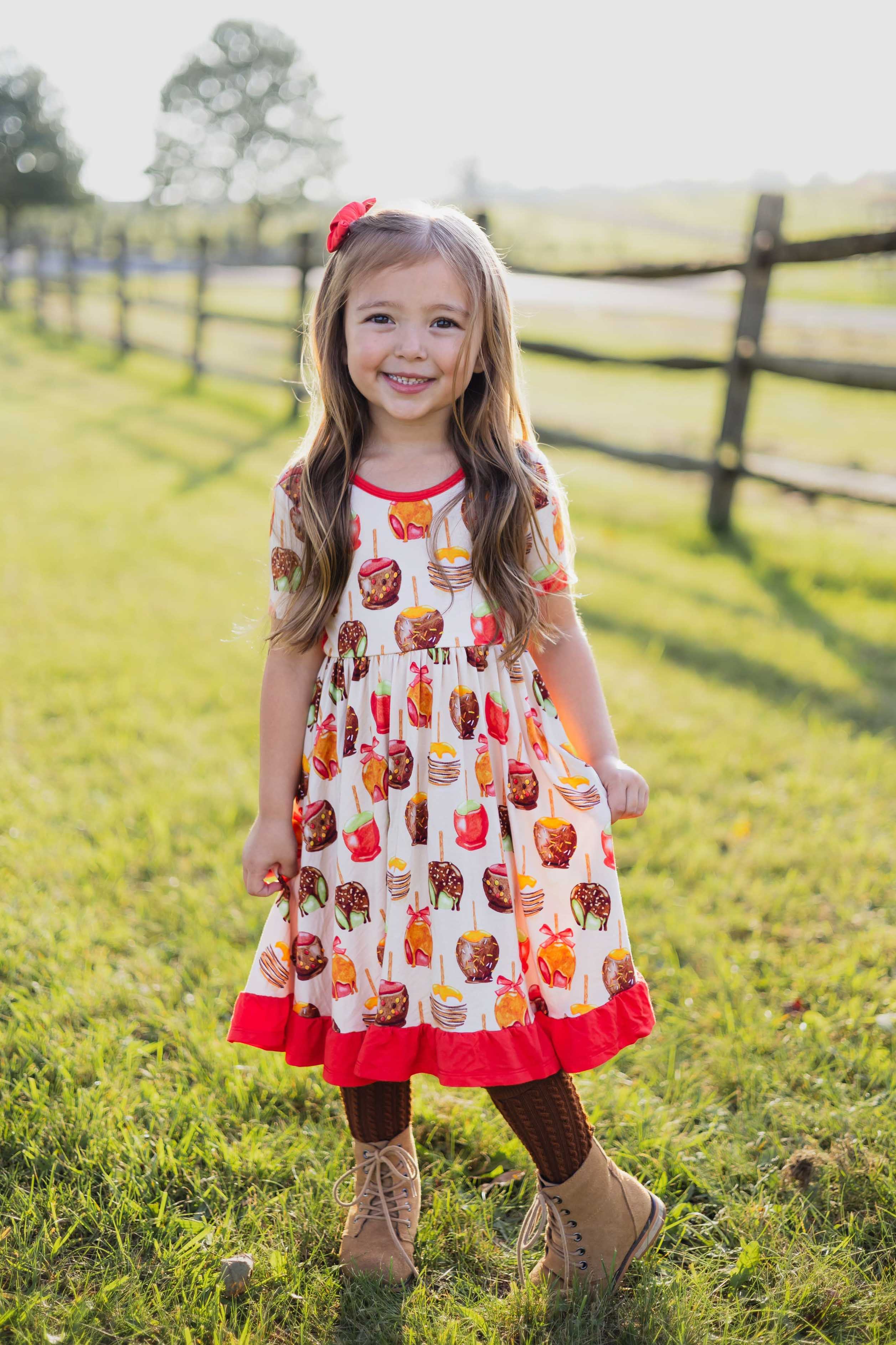 Little Popp Crew Toddler Girl Dress in Food - Bamboo