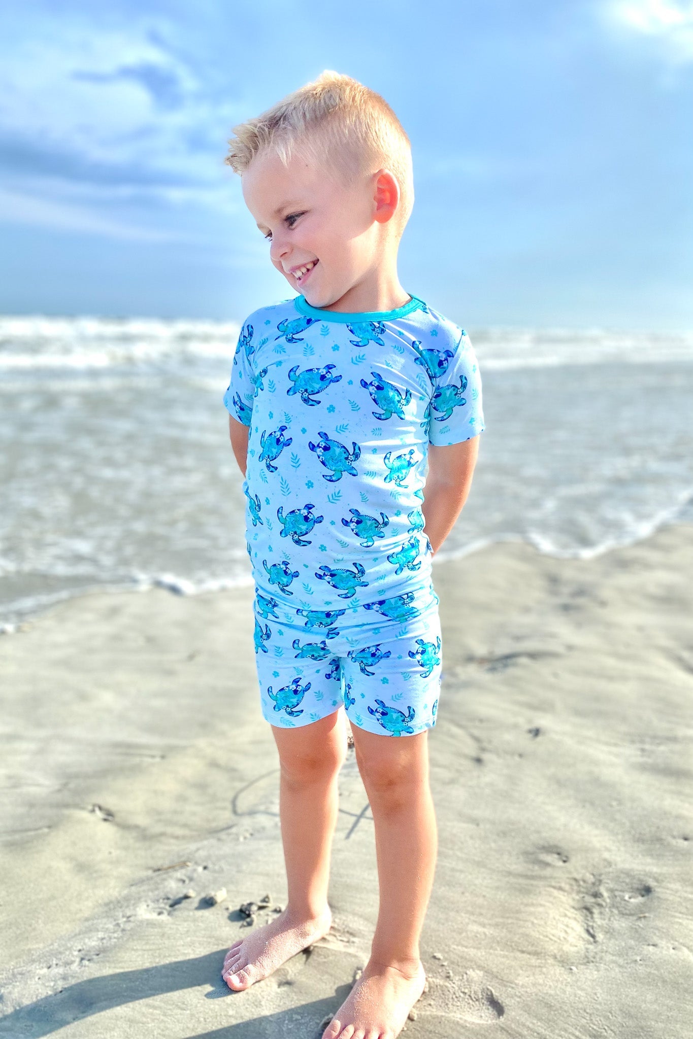 Sea Turtles | Two-piece Bamboo Short Sleeve Toddler & Kids Set