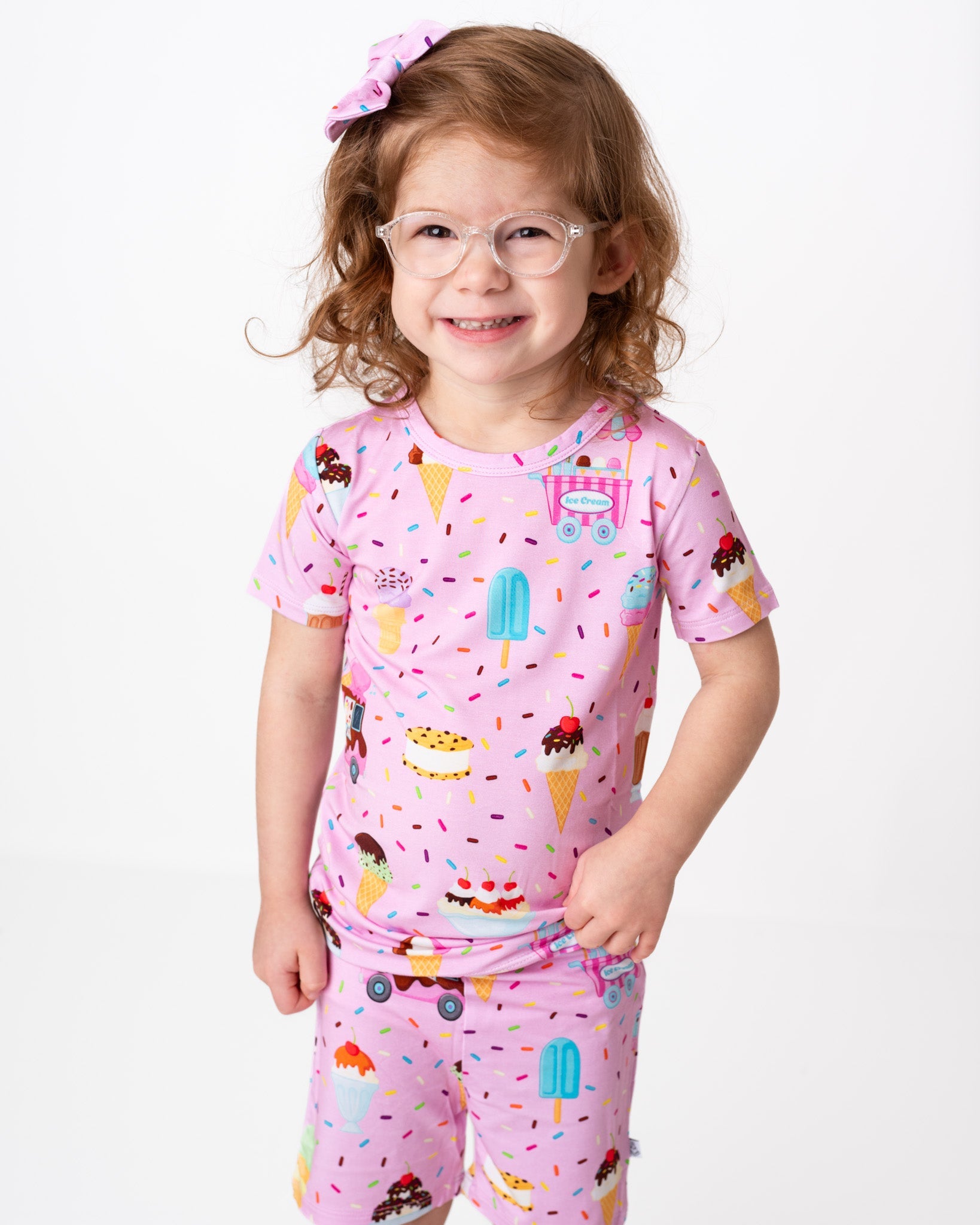 Strawberry Ice Cream | Two-piece Bamboo Short Sleeve Toddler & Kids Set