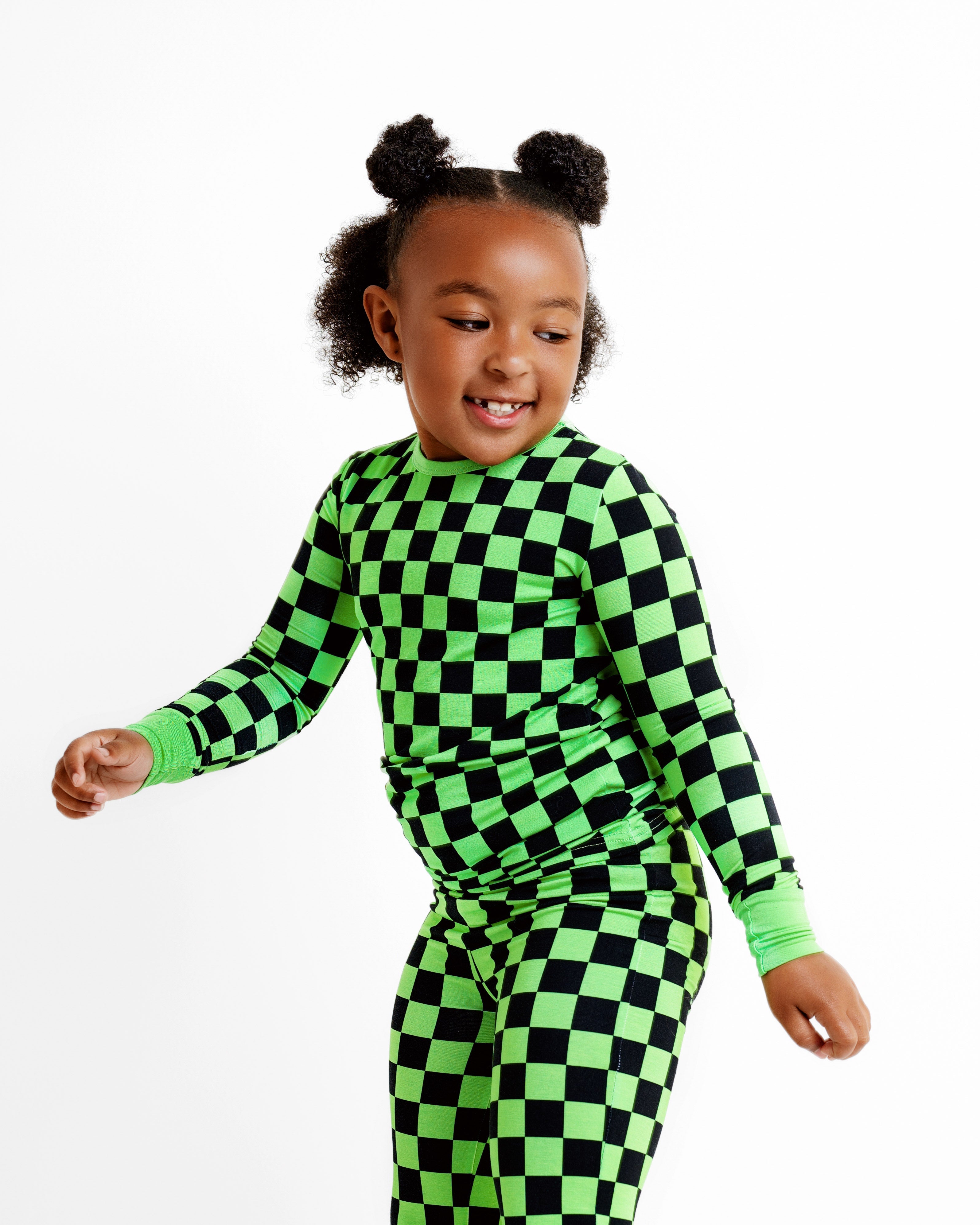Green Checkers | Two-piece Bamboo Long Sleeve Toddler & Kids Pajamas