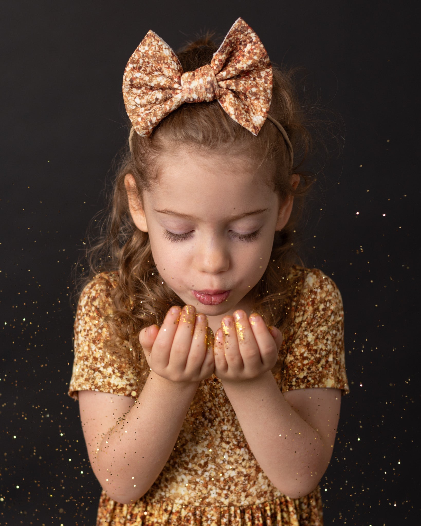 Gold Shimmer | Toddler Girl Nylon Bow