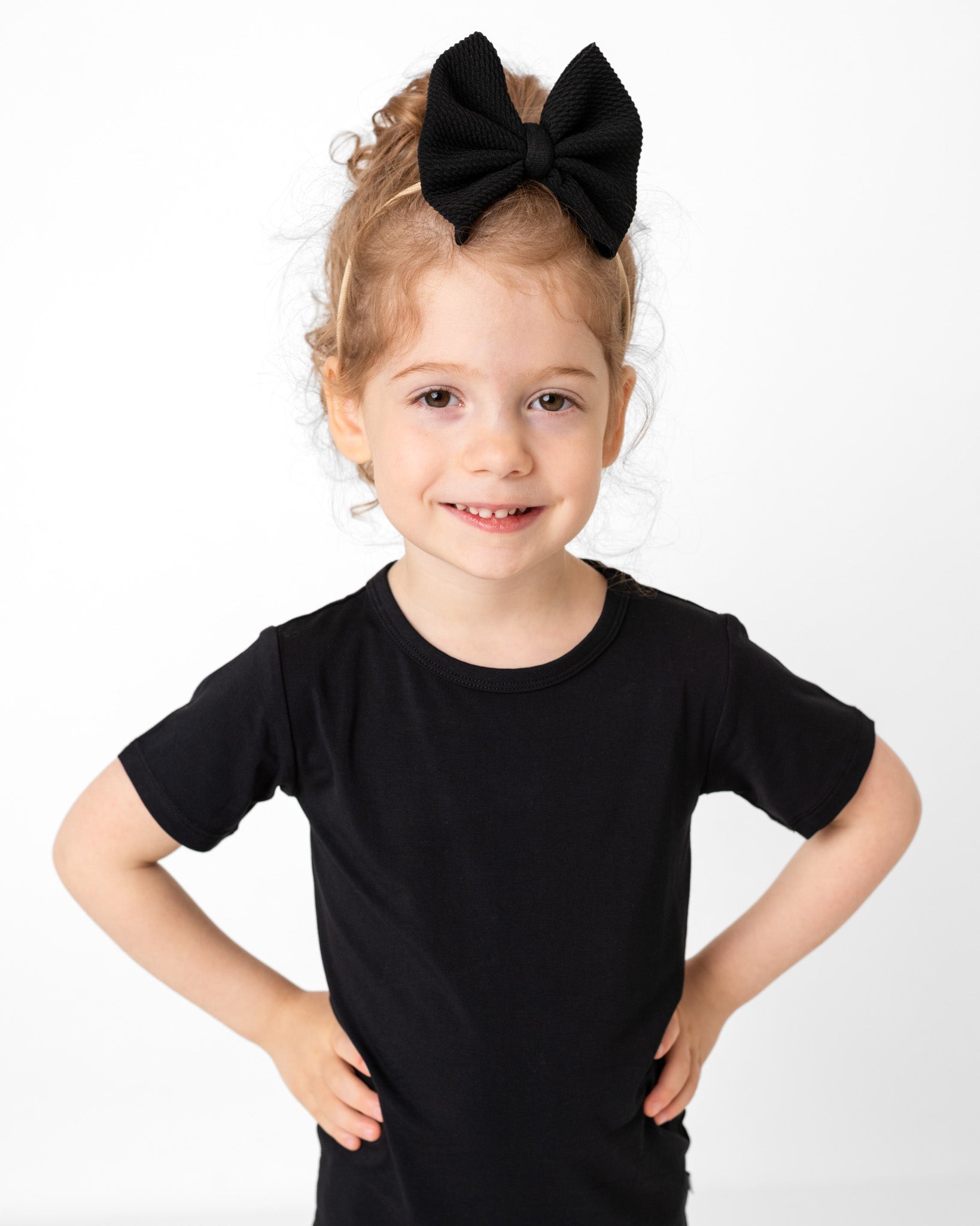 Black | Toddler Girl Nylon Bow