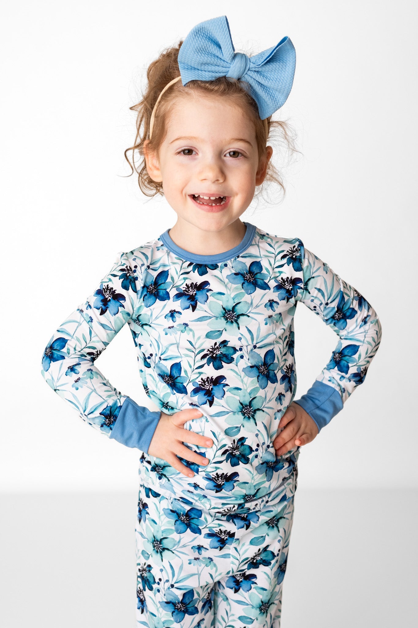Azure Petals | Two-piece Bamboo Long Sleeve Toddler & Kids Pajamas