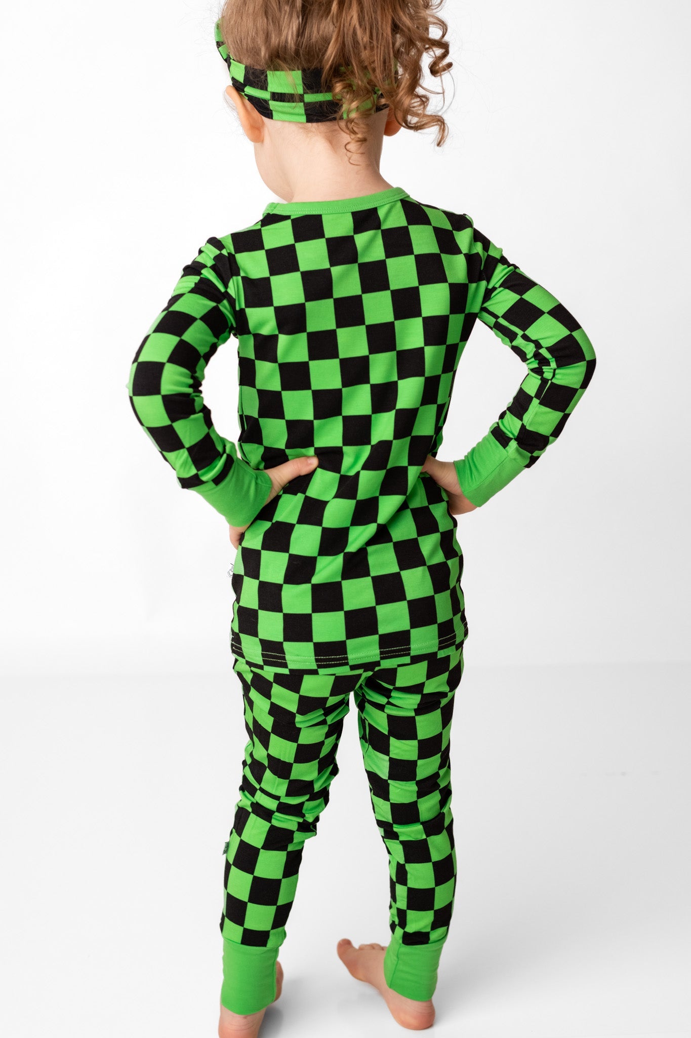 Green Checkers | Two-piece Bamboo Long Sleeve Toddler & Kids Pajamas
