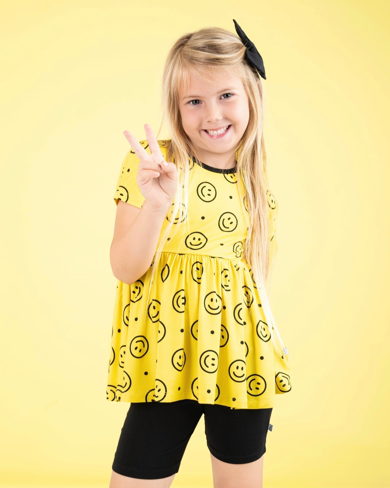 Happy Smiles | Bamboo Toddler & Girls Peplum Top & Shorts Set