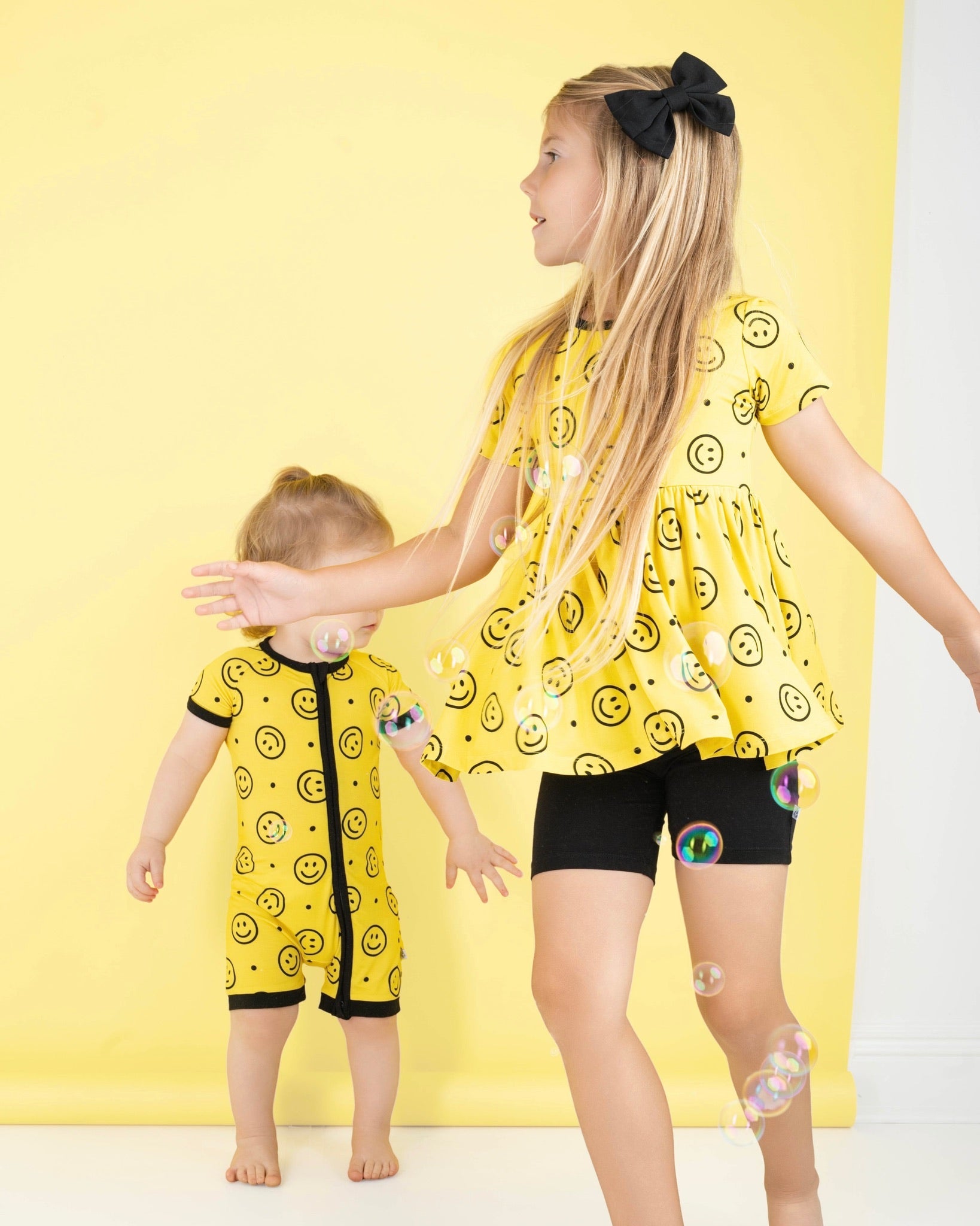 Happy Smiles | Bamboo Toddler & Girls Peplum Top & Shorts Set