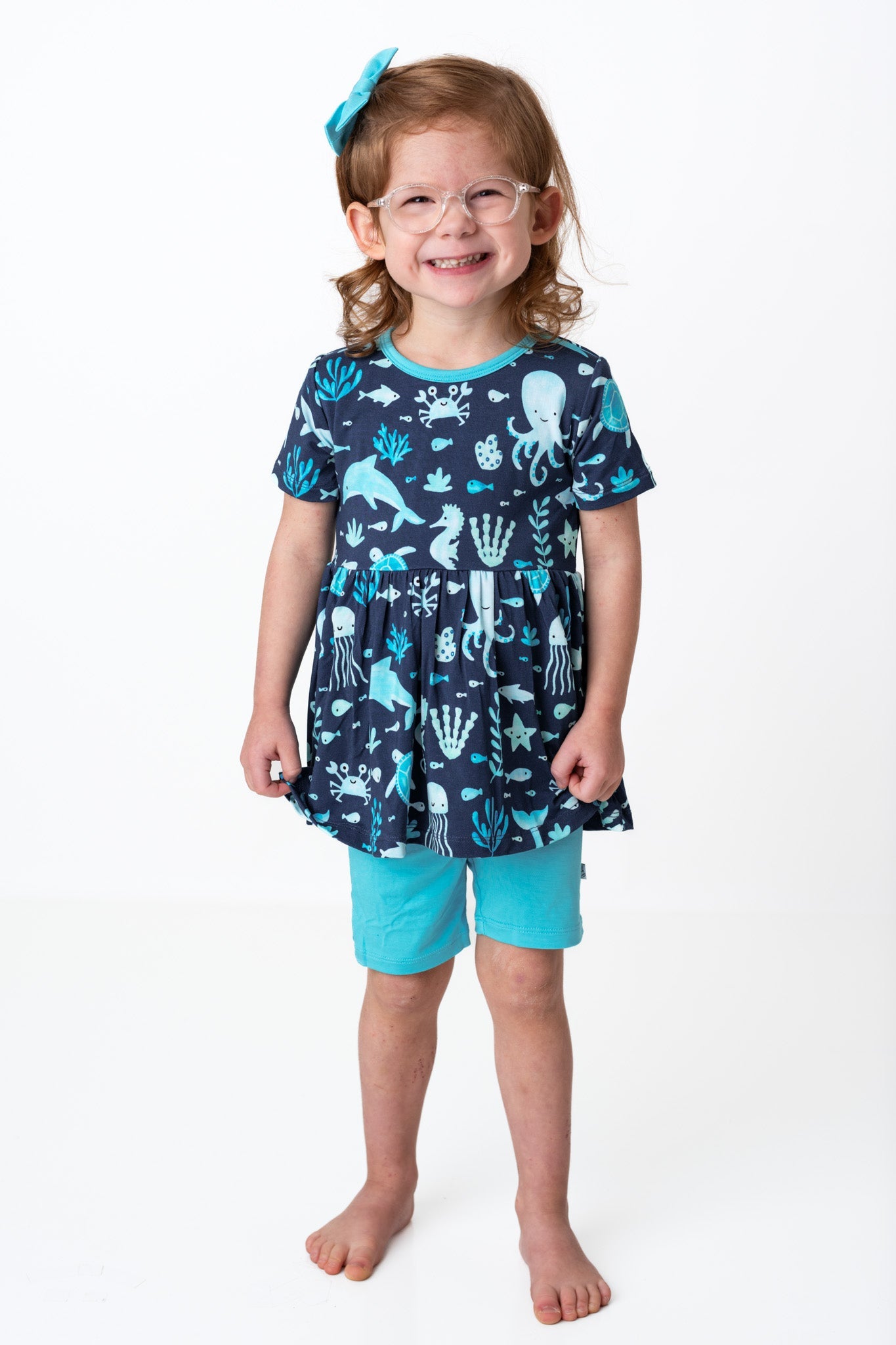 Ocean Pals | Bamboo Toddler & Girls Peplum Top & Shorts Set