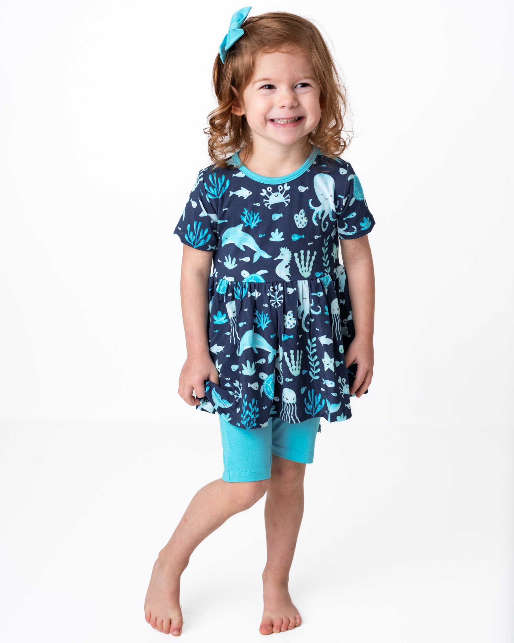 Ocean Pals | Bamboo Toddler & Girls Peplum Top & Shorts Set