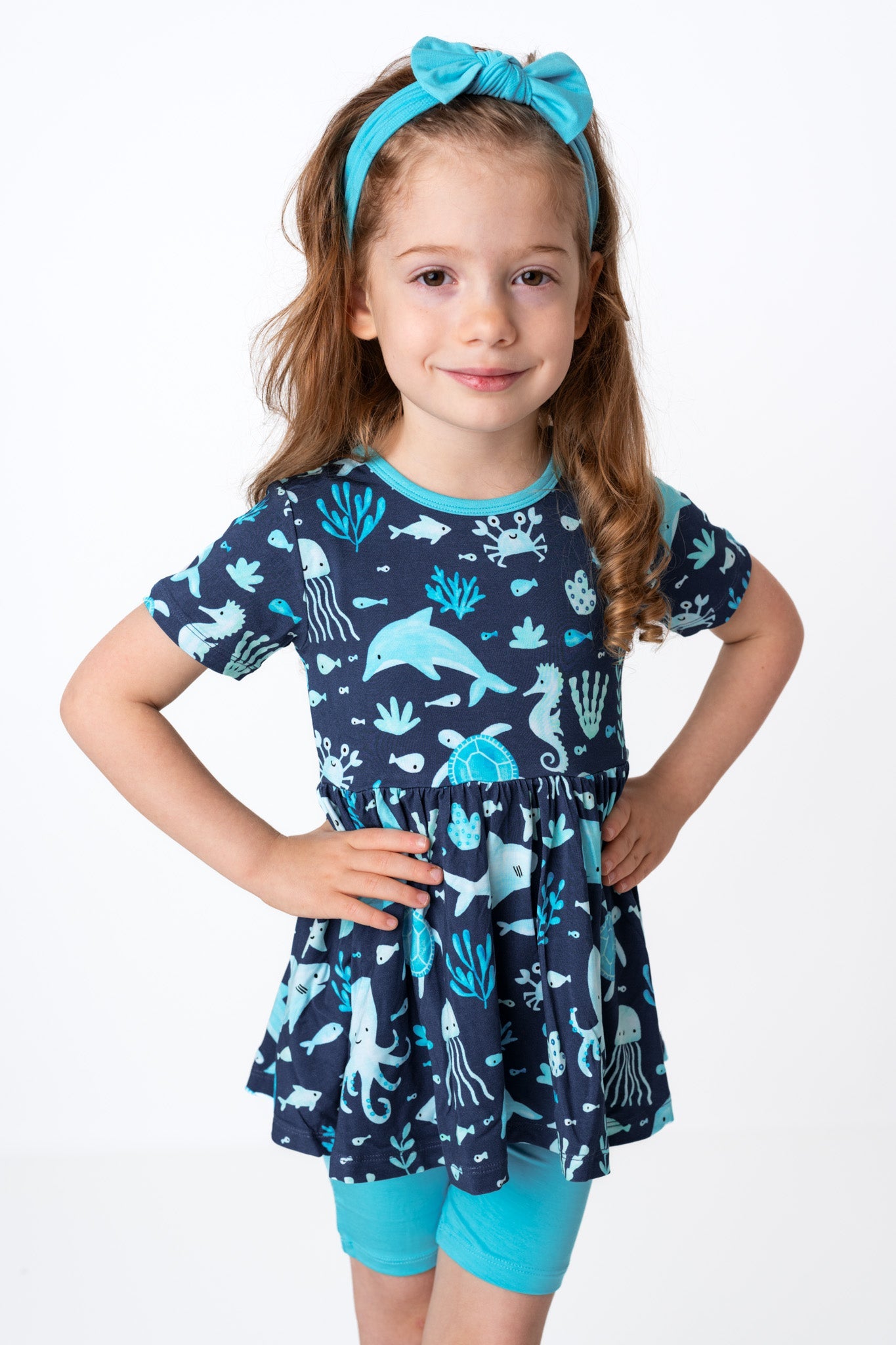 Ocean Pals | Bamboo Toddler & Girls Peplum Top & Shorts Set