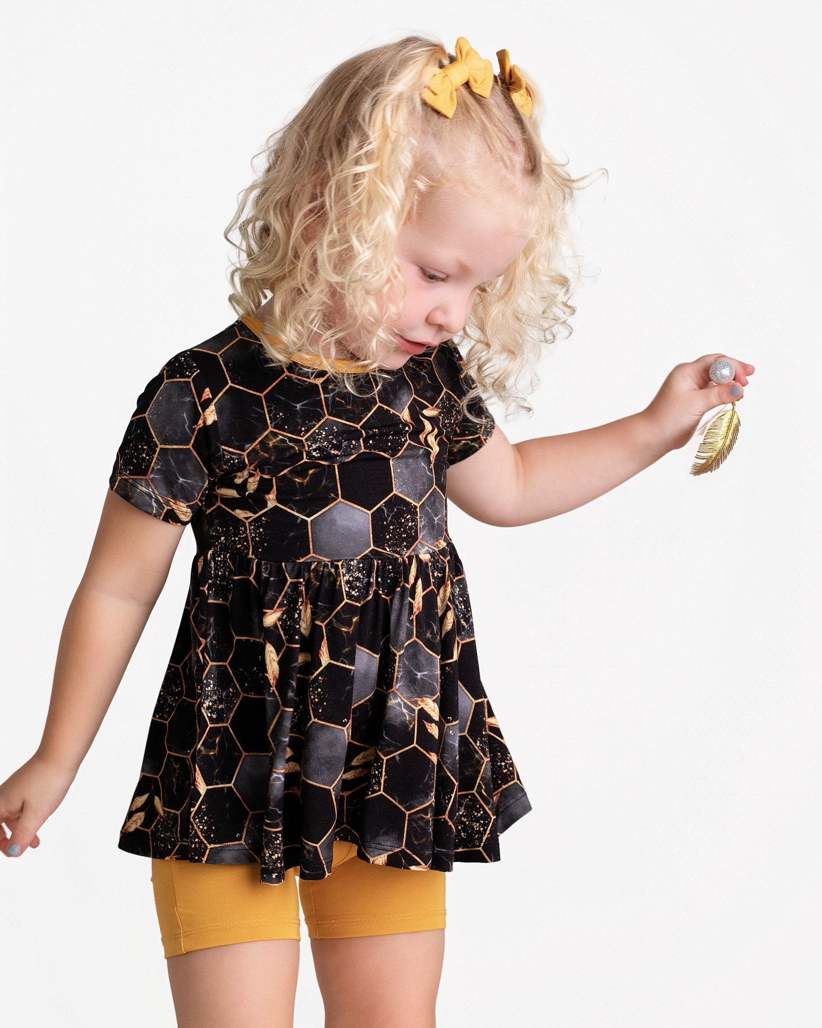 Midnight Honey | Bamboo Toddler & Girls Peplum Top & Shorts Set