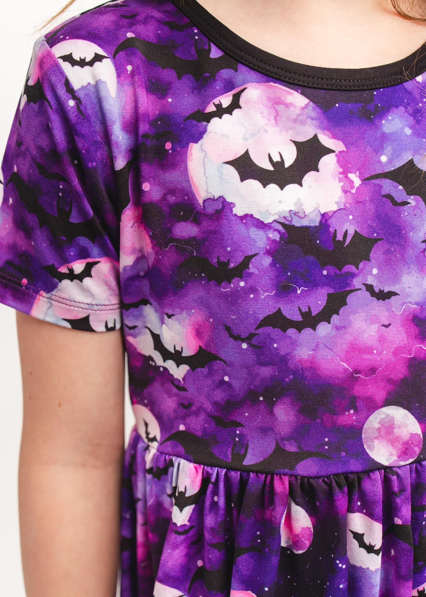 Halloween | Twilight Bats | Bamboo Toddler & Girls Peplum Top & Leggings Set