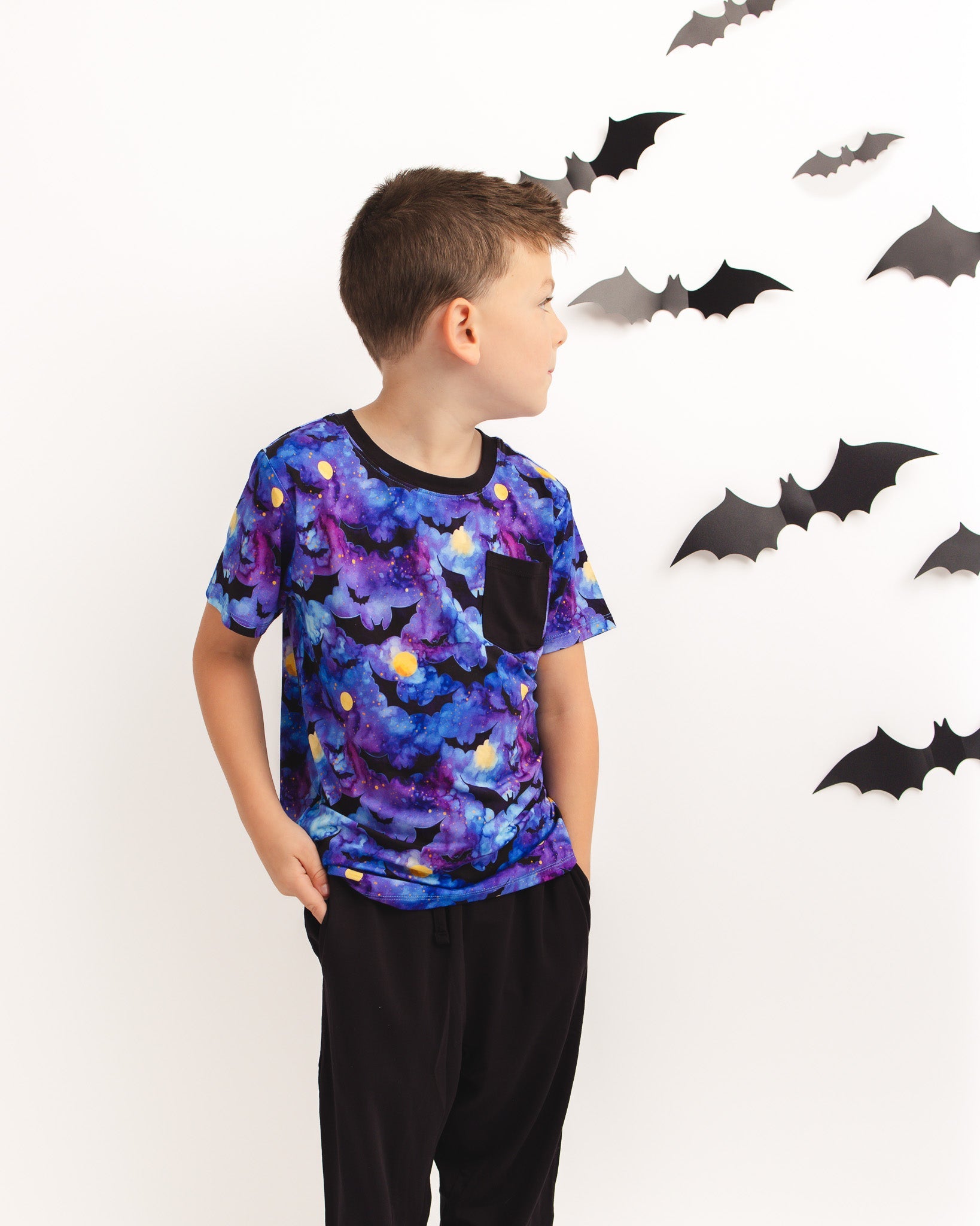 Halloween | Midnight Bats | Bamboo Toddler & Kids Pocket Tee & Jogger Pants Set