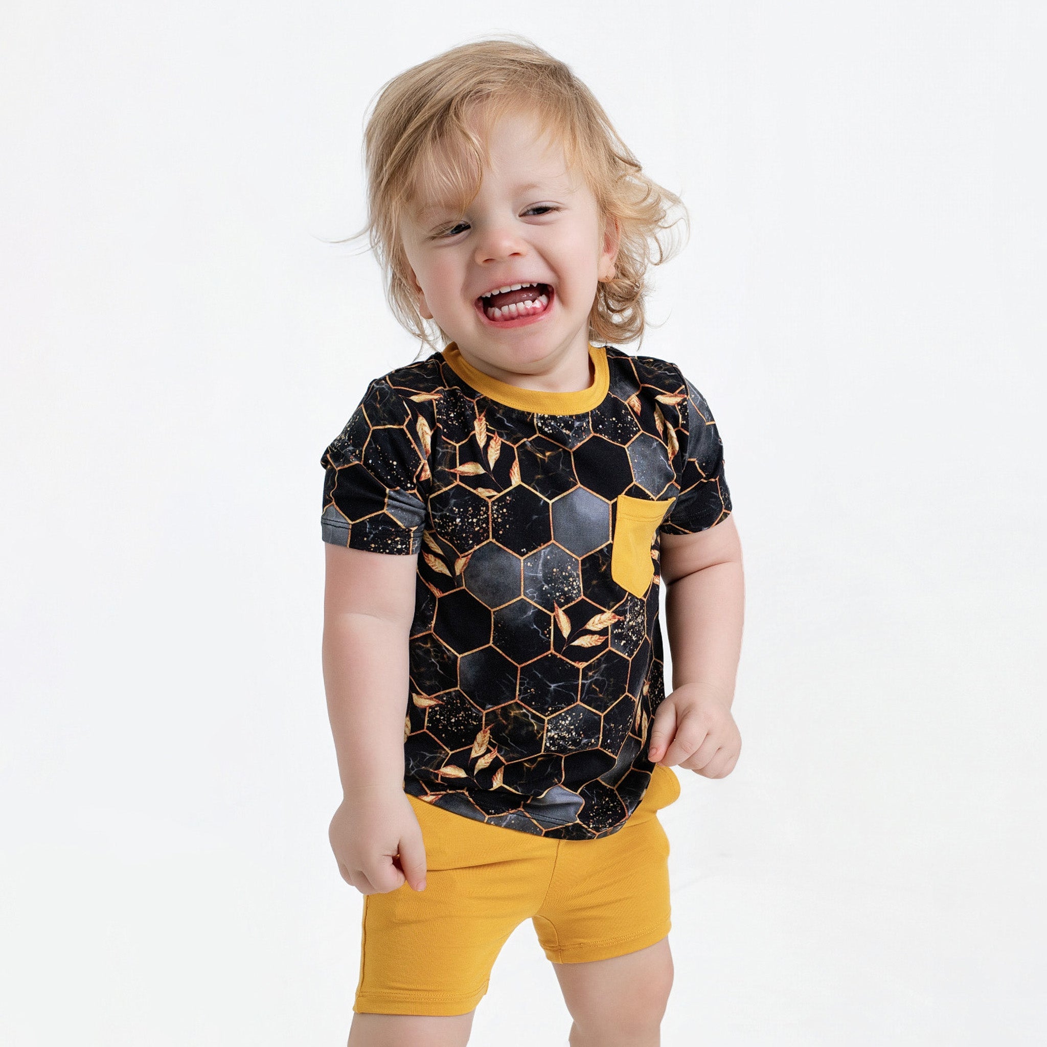 Midnight Honey | Bamboo Toddler & Kids Pocket Tee & Shorts Set