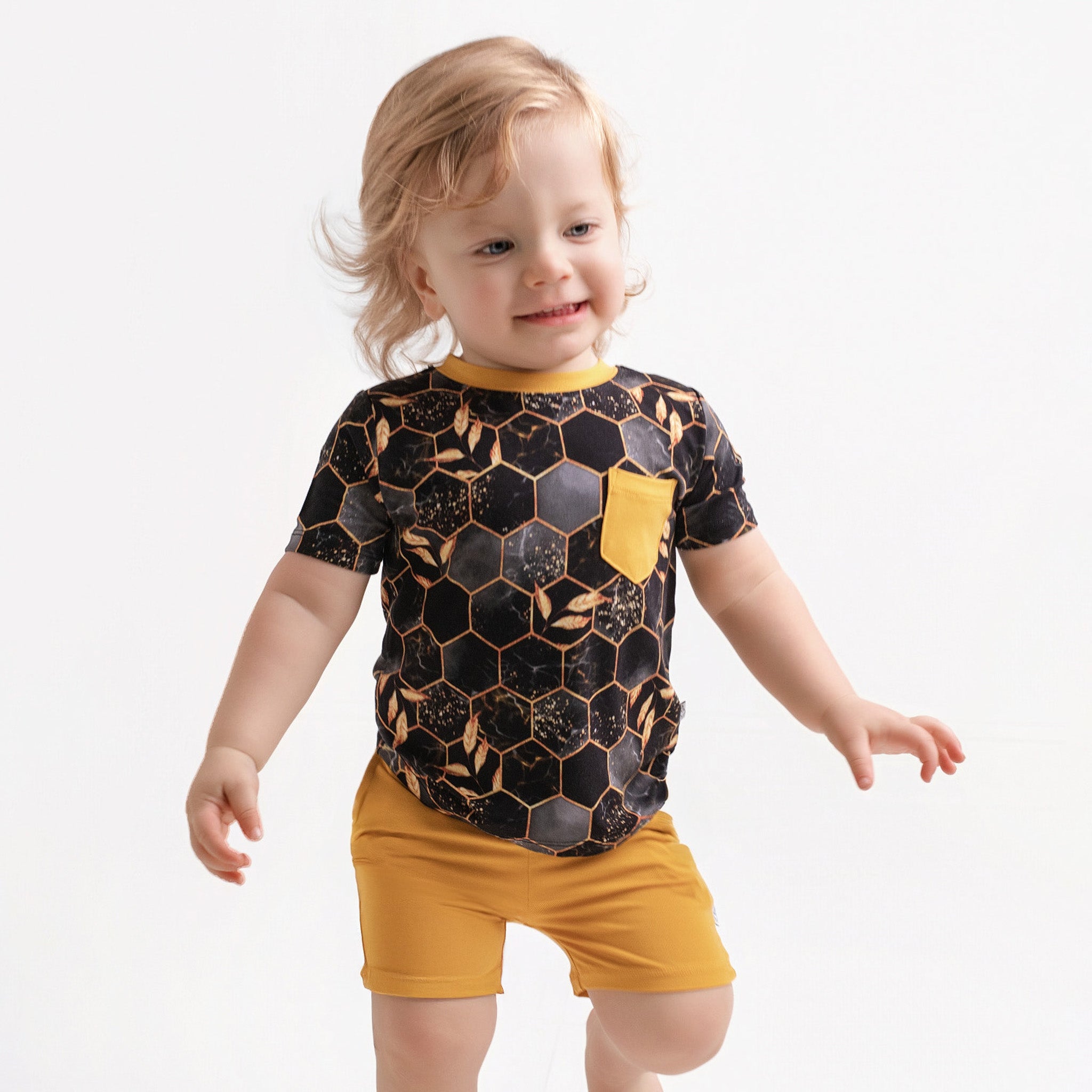 Midnight Honey | Bamboo Toddler & Kids Pocket Tee & Shorts Set