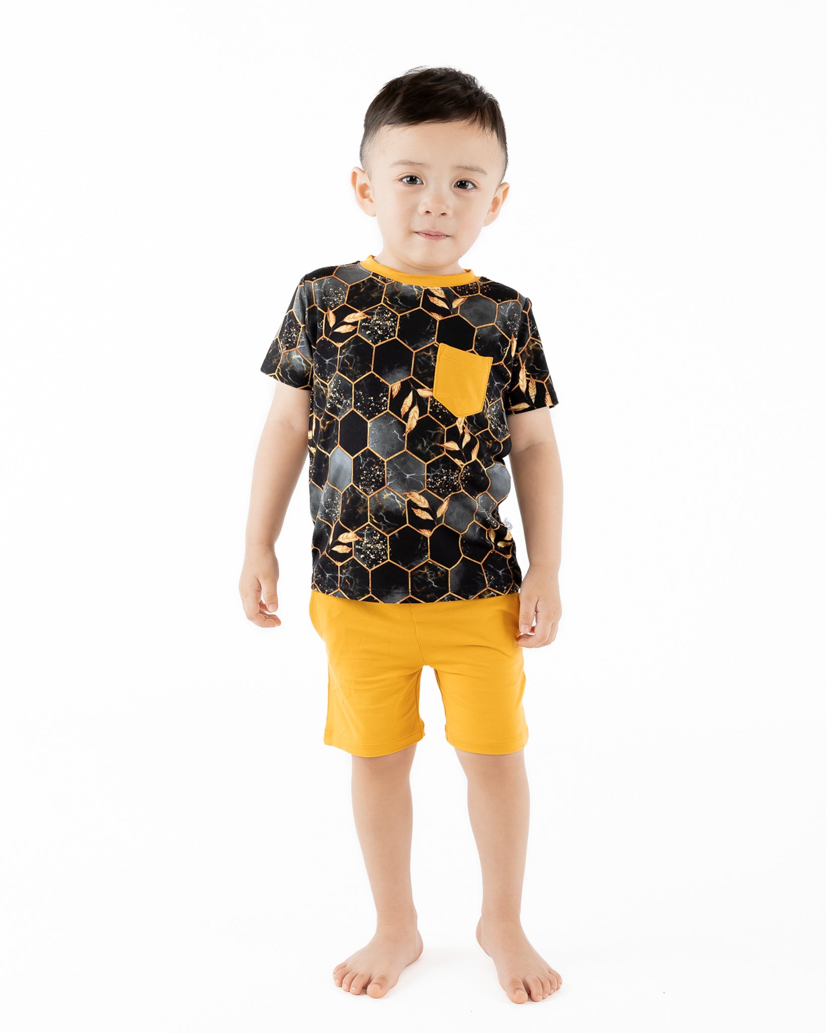 Midnight Honey | Bamboo Toddler & Kids Pocket Tee & Shorts Set