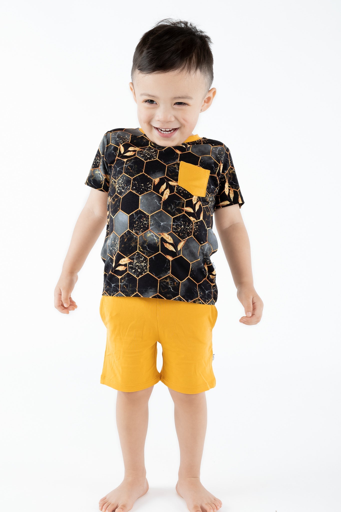 Midnight Honey | Bamboo Toddler & Kids Pocket Tee & Shorts Set