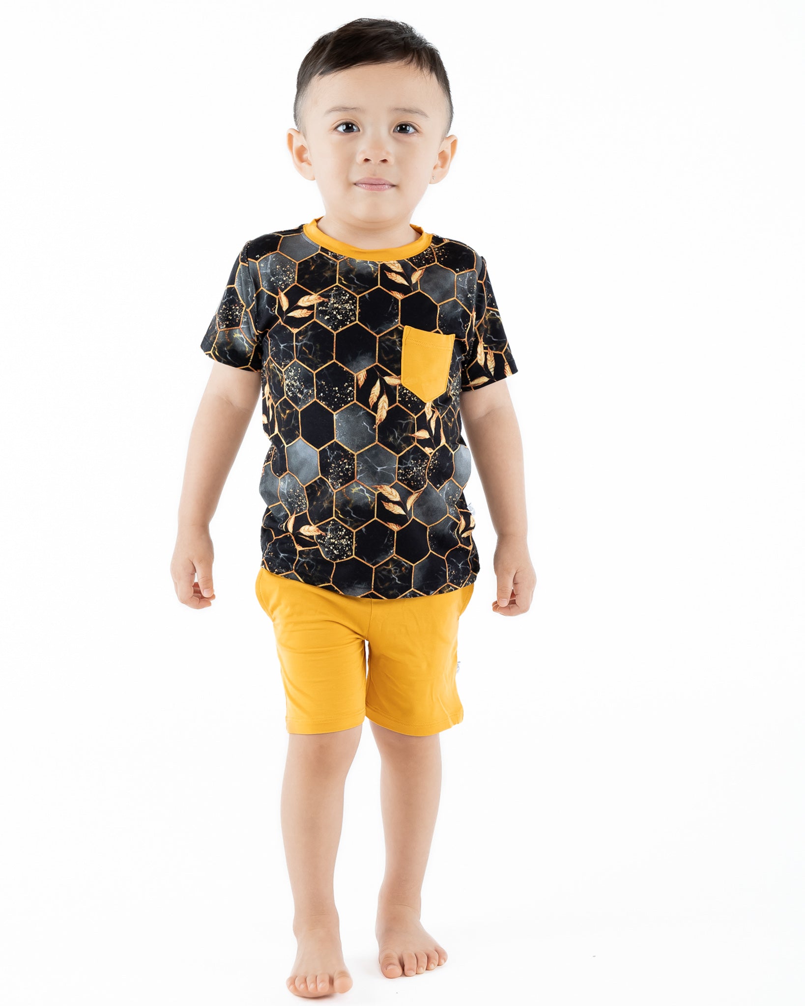 Midnight Honey | Bamboo Toddler & Kids Pocket Tee & Shorts Set