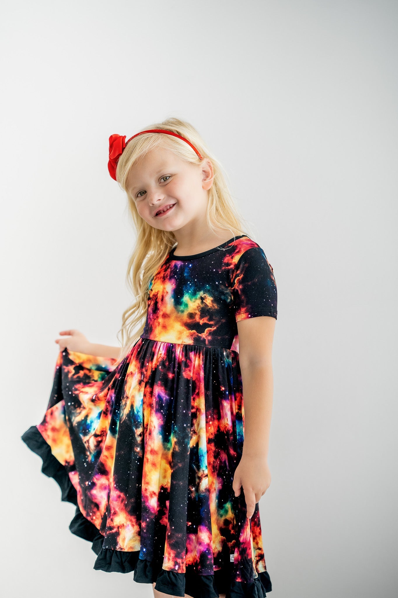Cosmic Nebula | Toddler & Girls Bamboo Ruffle Twirl Dress