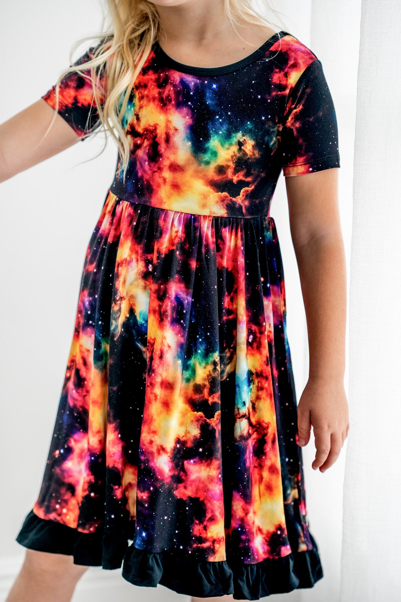 Cosmic Nebula | Toddler & Girls Bamboo Ruffle Twirl Dress
