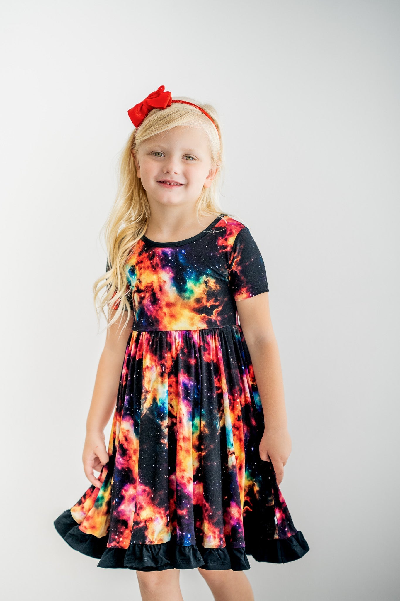 Cosmic Nebula | Toddler & Girls Bamboo Ruffle Twirl Dress